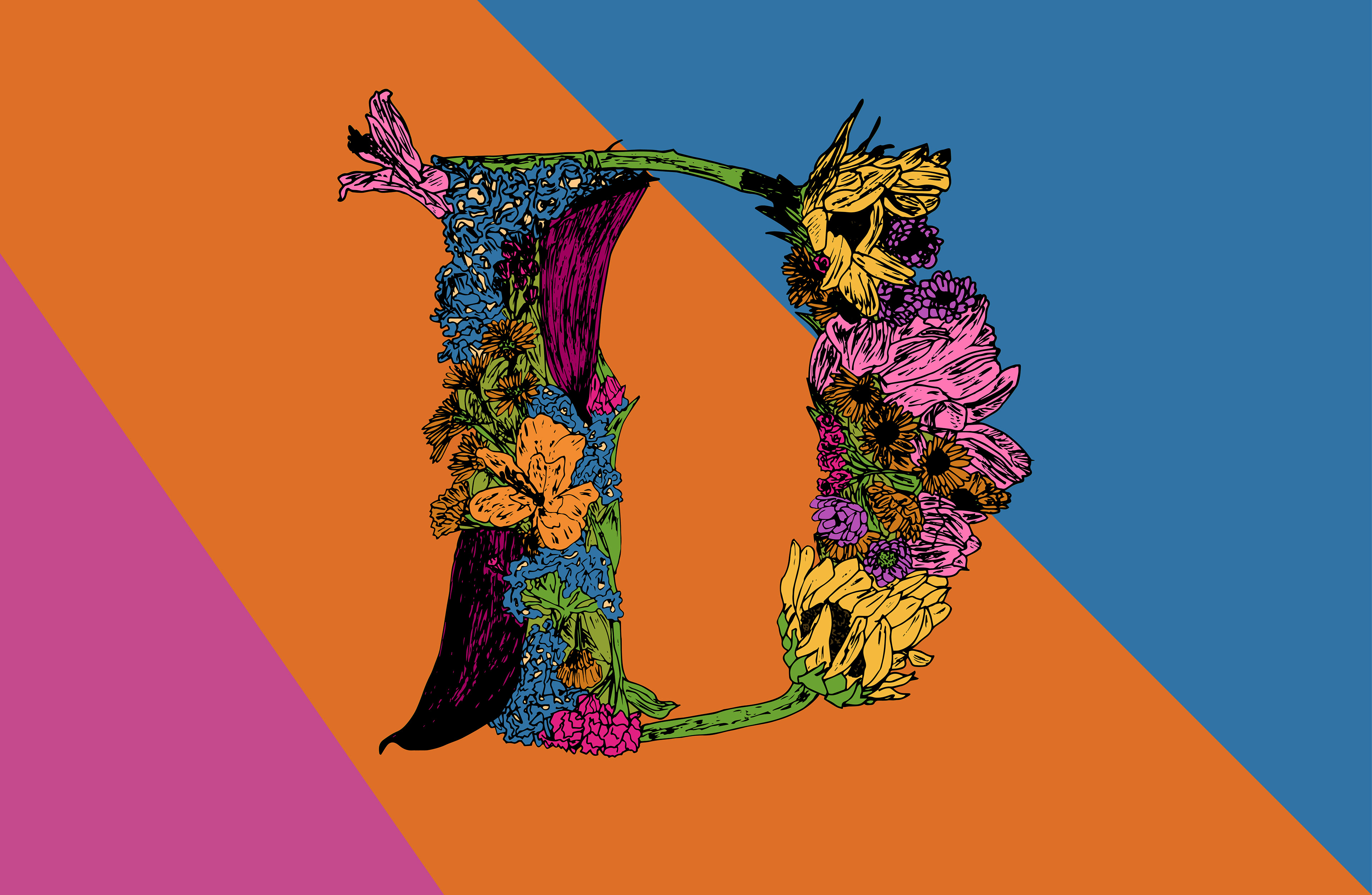 Utilized Adobe Illustrator to vectorize and create colorful letter designs for makeup bags and mugs!