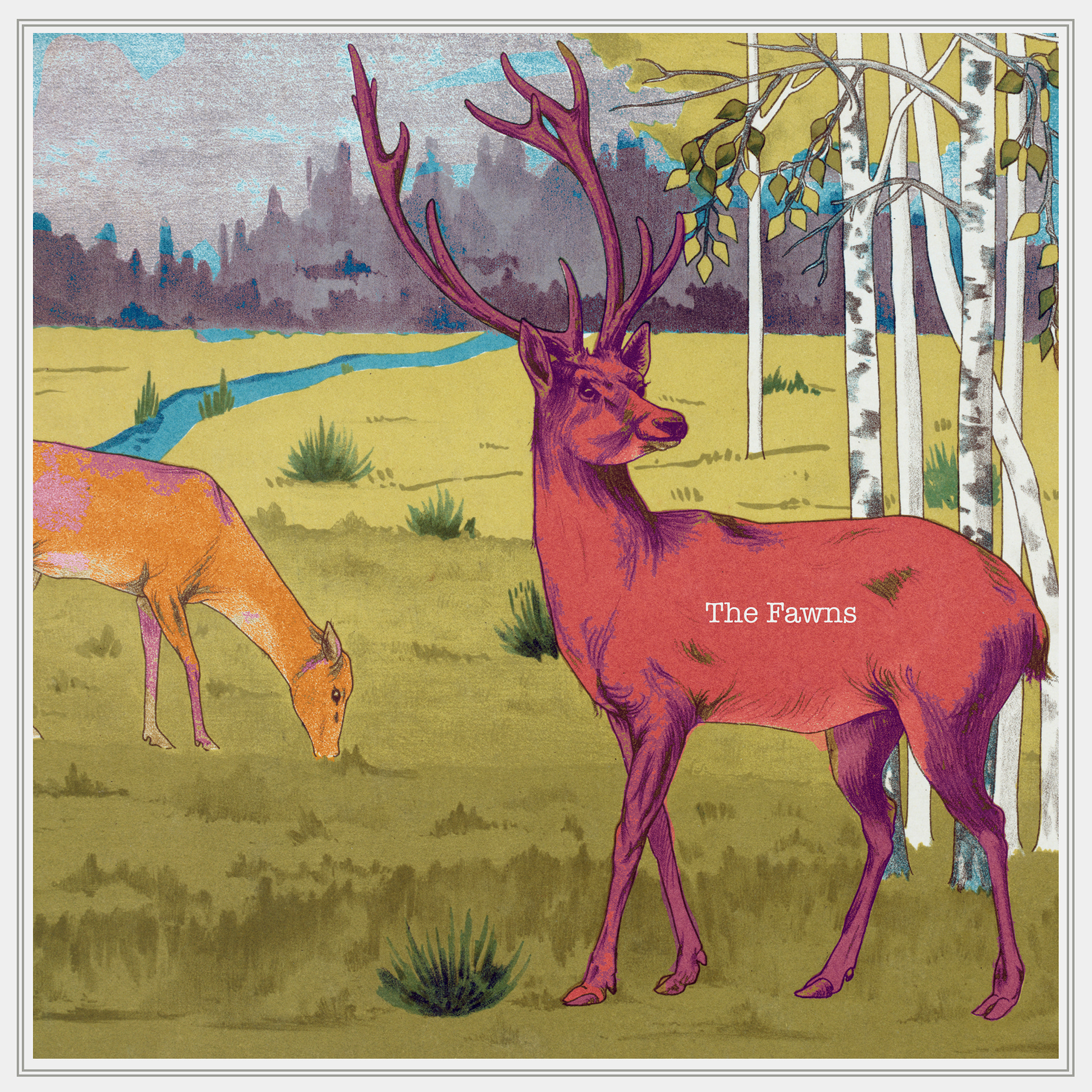 Self-titled album artwork for The Fawns. The artwork plays. off their rustic, folk sound with a hint of escapism themes.