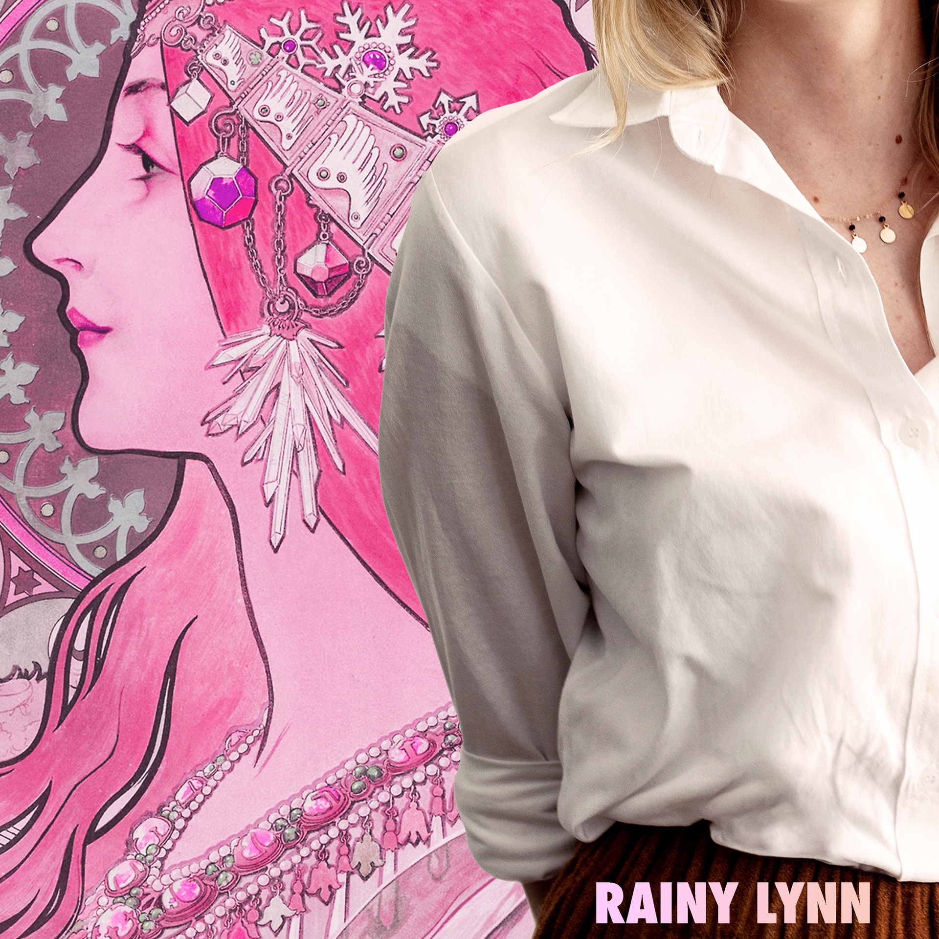 Singer-songwriter, Rainy Lynn's self-titled album cover. Simple and classic on the outside, he music tells her story. The imagery in the background represents her inner sparkle that comes through when she sings.