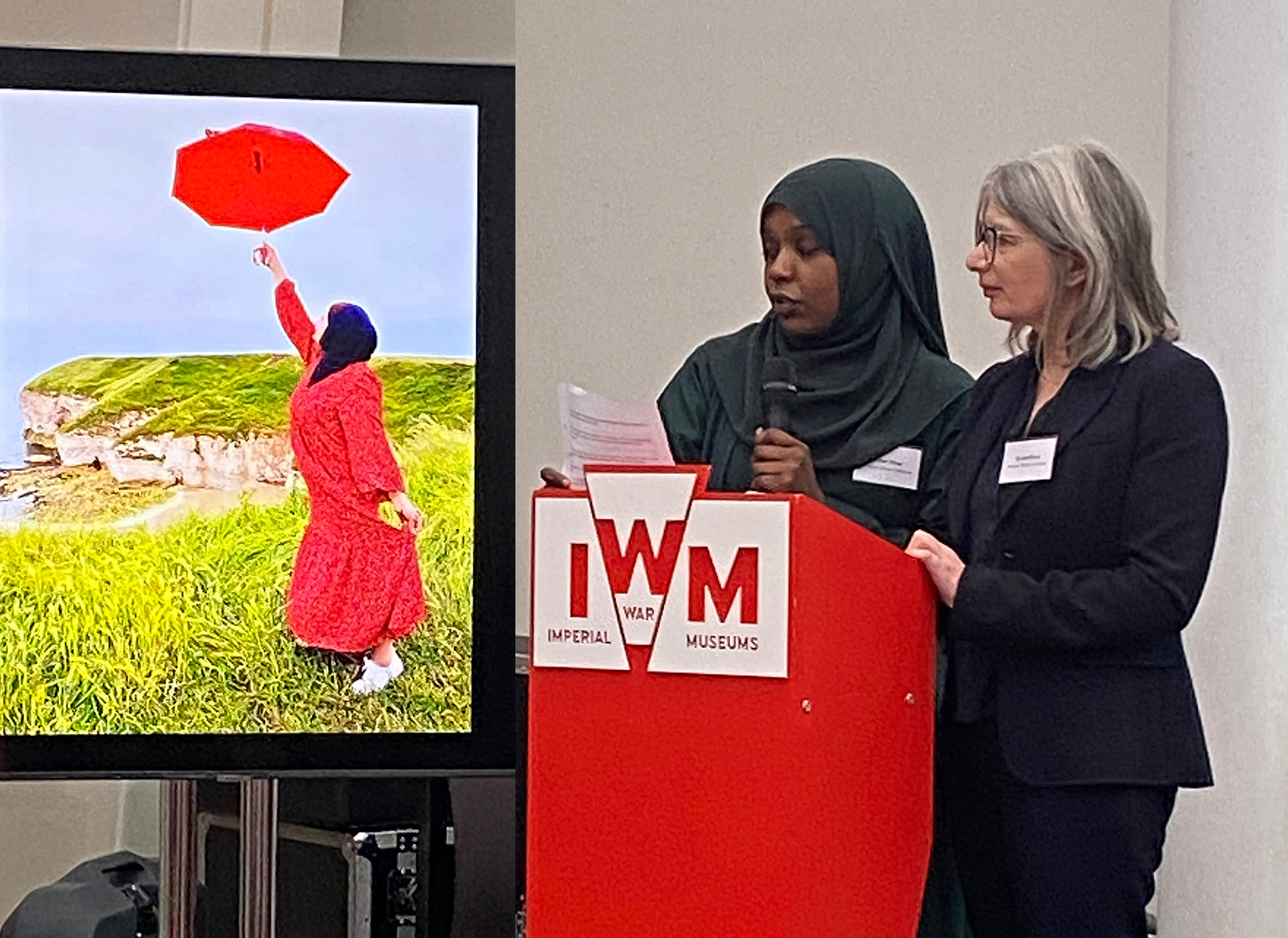 Ethar Dirar and Dr Lee Karen Stow presenting at Imperial War Museum