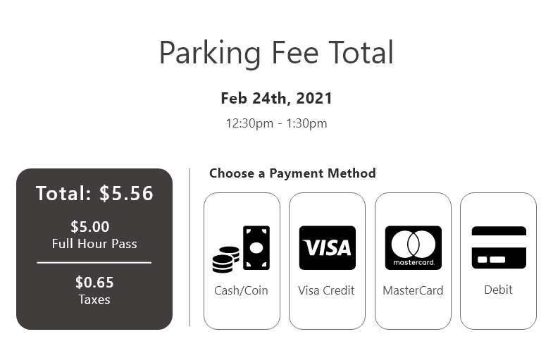 Parking Fee Total Screen
