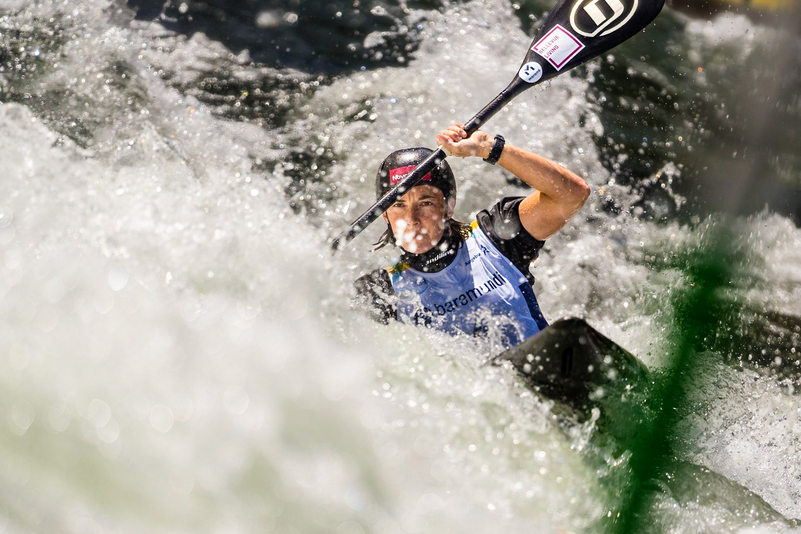 Eva Tercelj aus Slovenien (SLO). Finale Damen Kajak. Kanuslalom WM 2022 in Augsburg, Deutschland. 50 jähriges Jubiläum der Olympiastrecke am Eiskanal. //Women's kayak final. ICF Canoe Slalom World Championships 2022 in Augsburg, Germany. // 20.07.2022./ Foto: Birke Oud/www.birkeoud.com