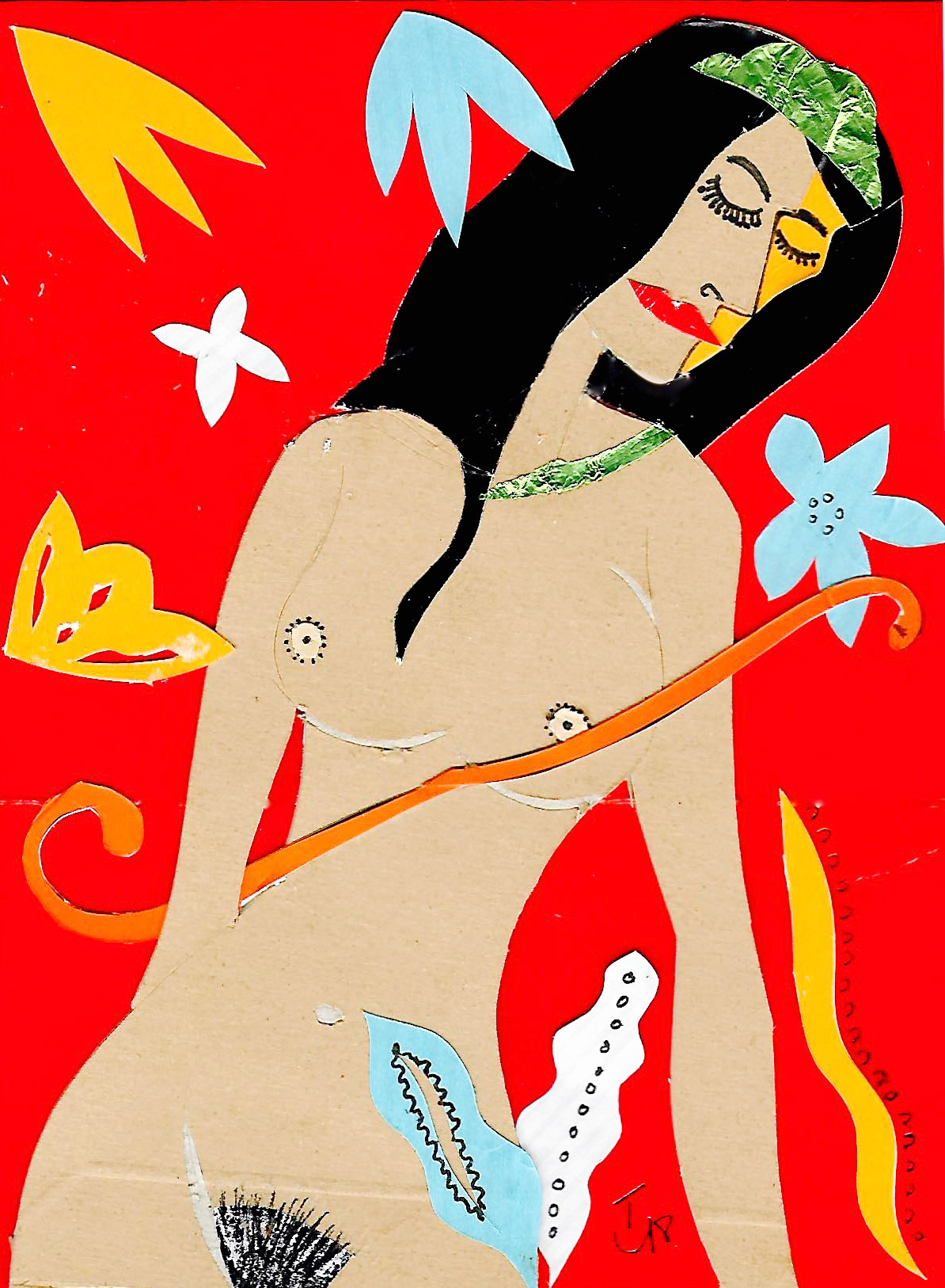 Nude with flowers