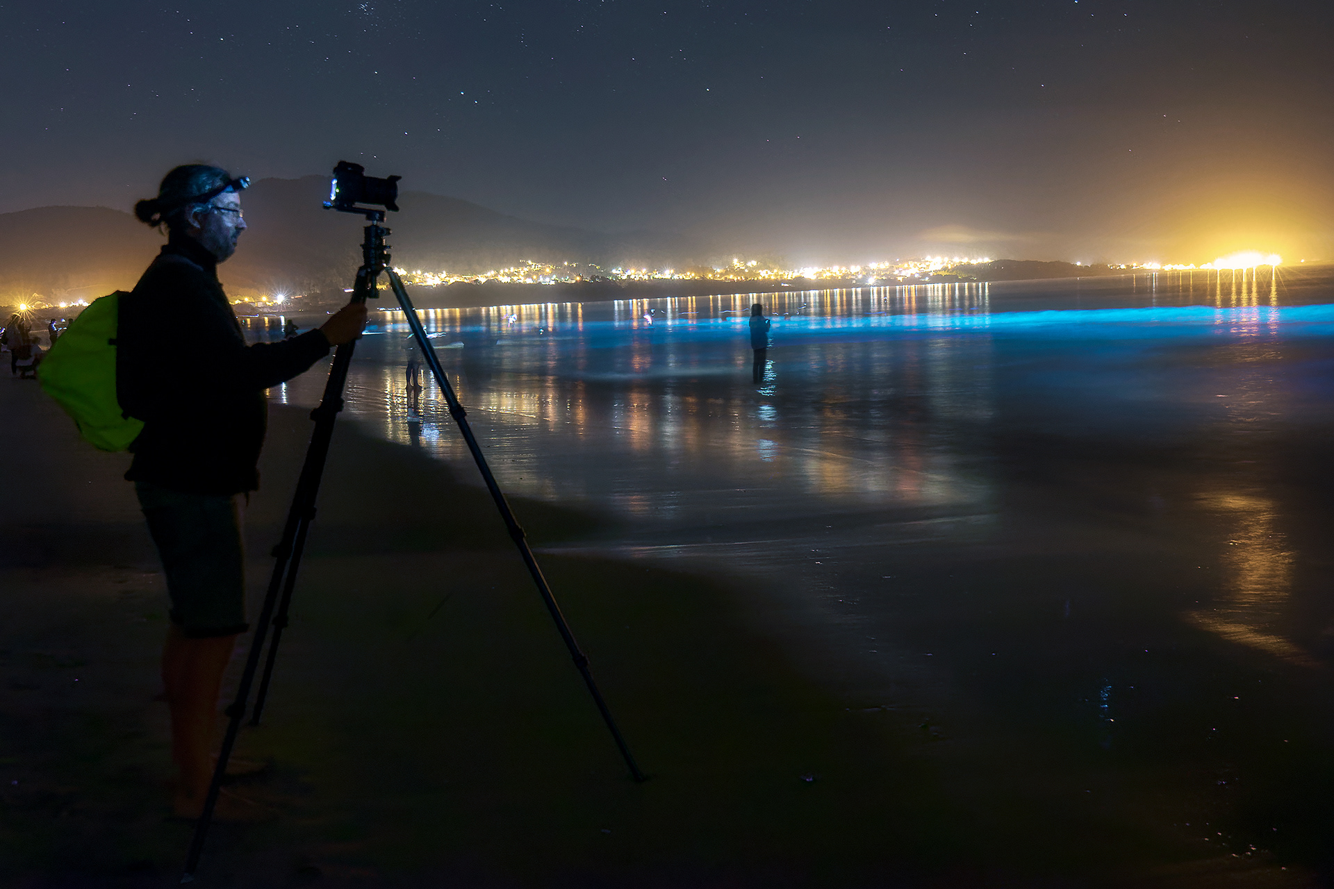 Mar de ardora en la playa de Carnota