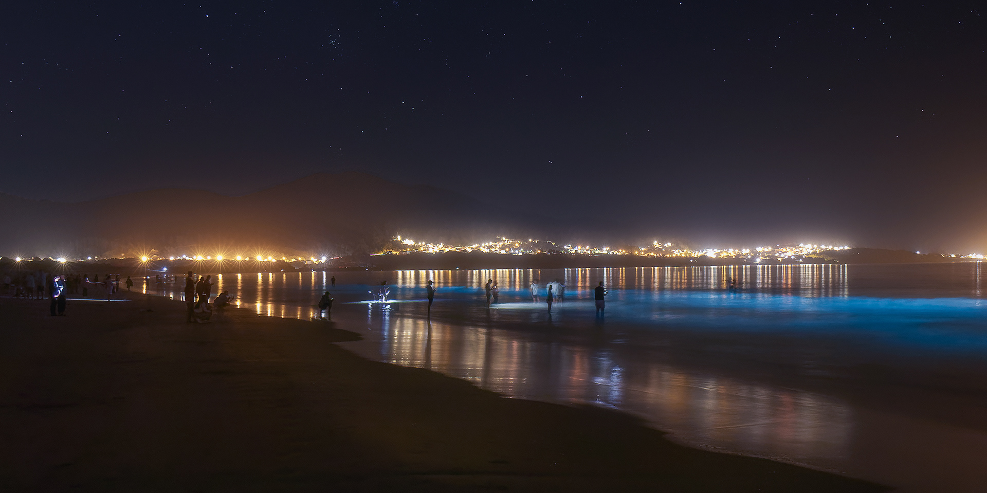Mar de ardora en la playa de Carnota