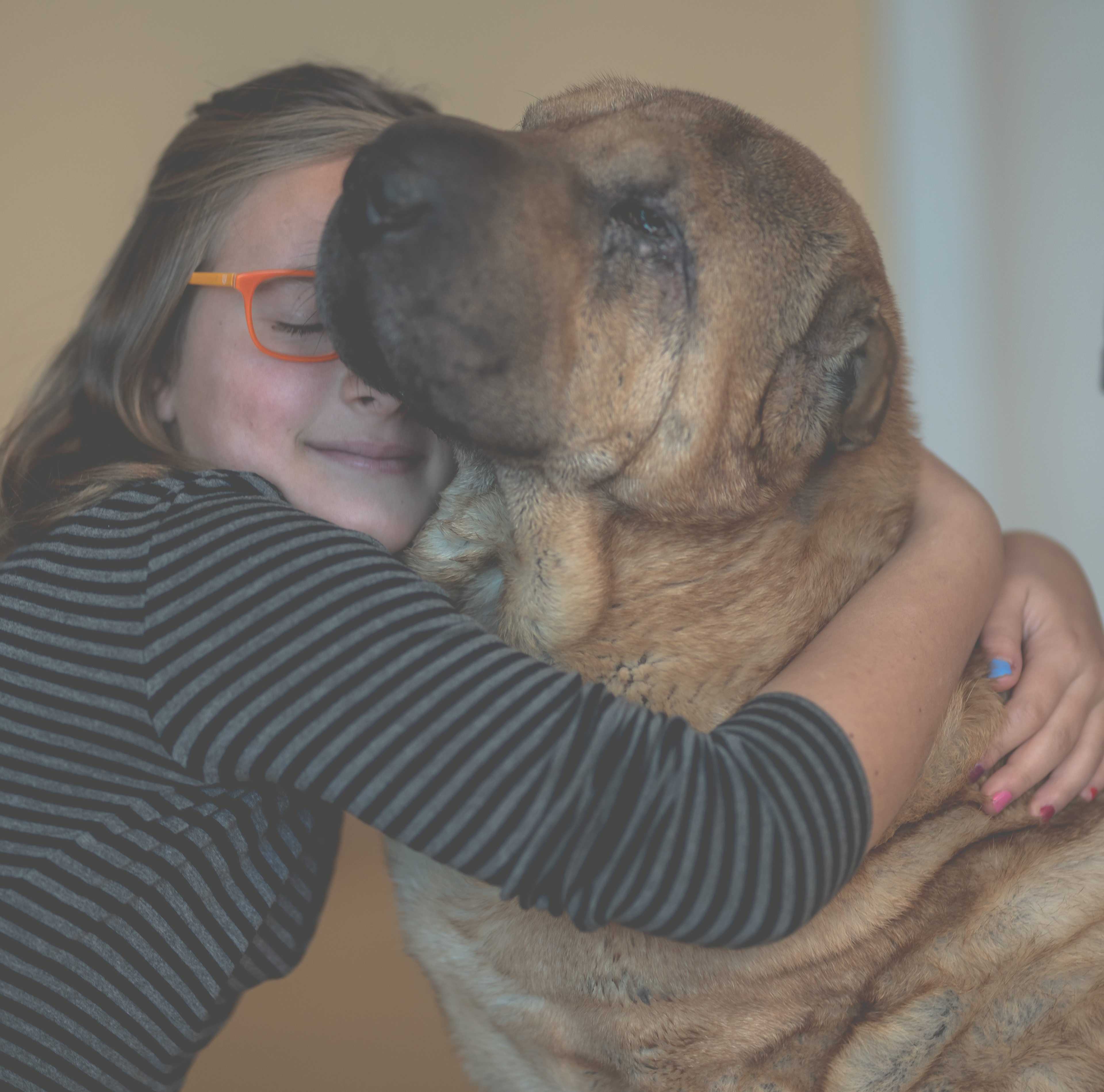 Veronika Rauch - Kind und Hund am kuscheln