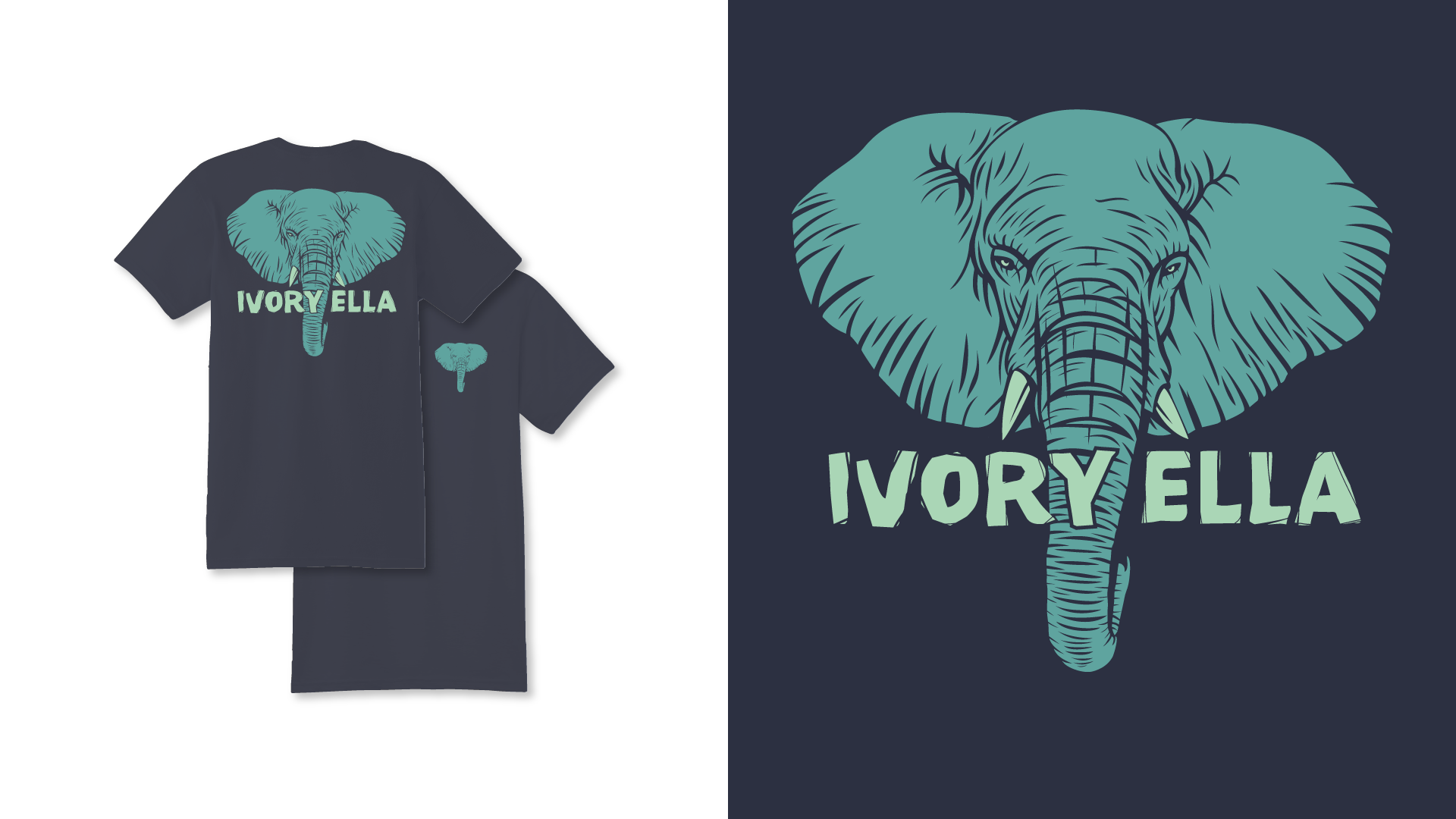 Ivory Ella Elephant with tusks t-shirt