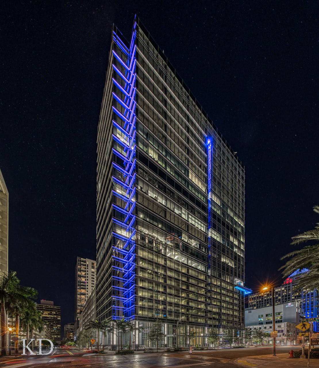 Professional office space photography night view