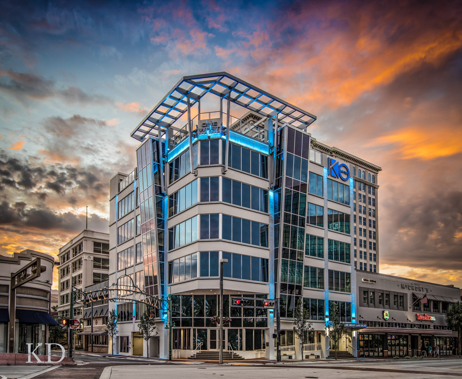 Professional office space photography night view