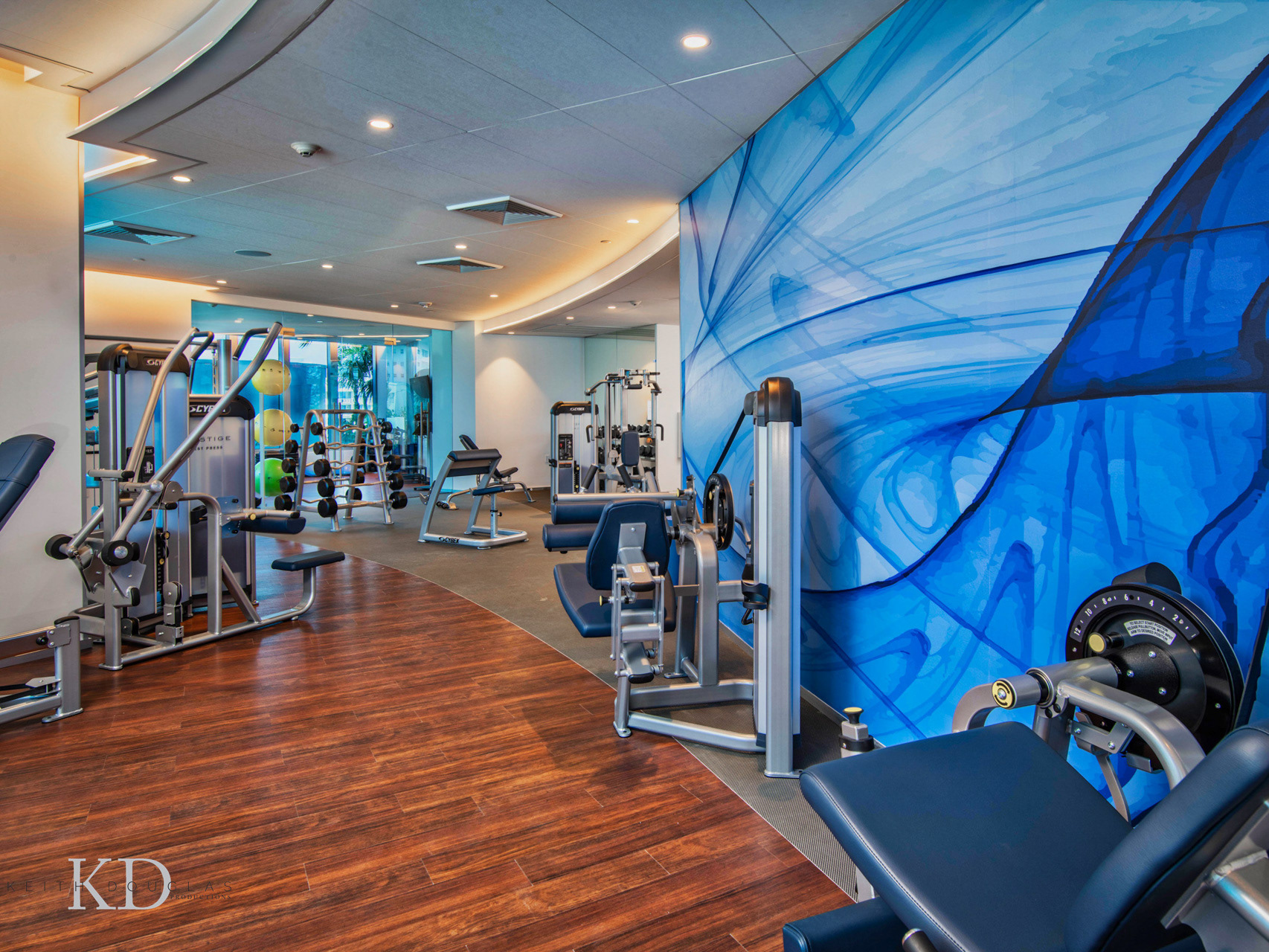 Spa, sauna, and Peloton-equipped fitness center