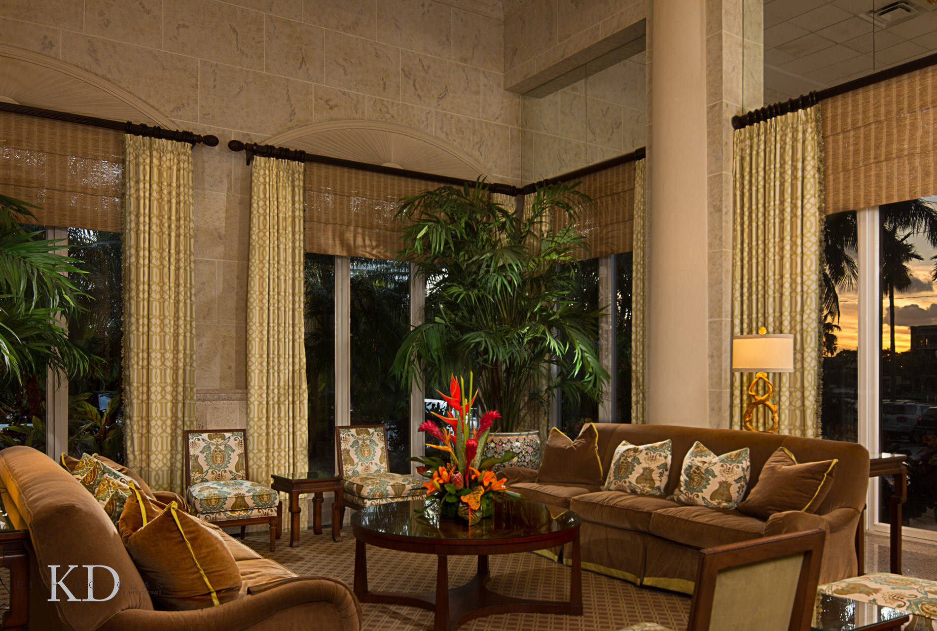 Hotel lobby photography Lago Mar night view