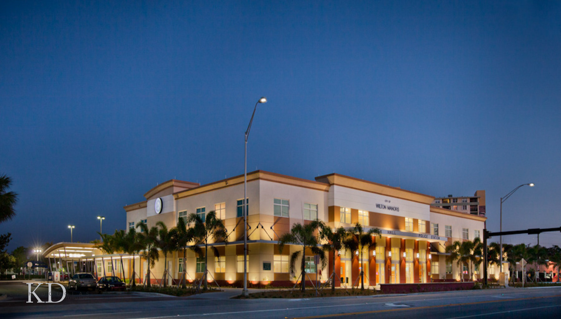 Wilton Manors City Hall and night