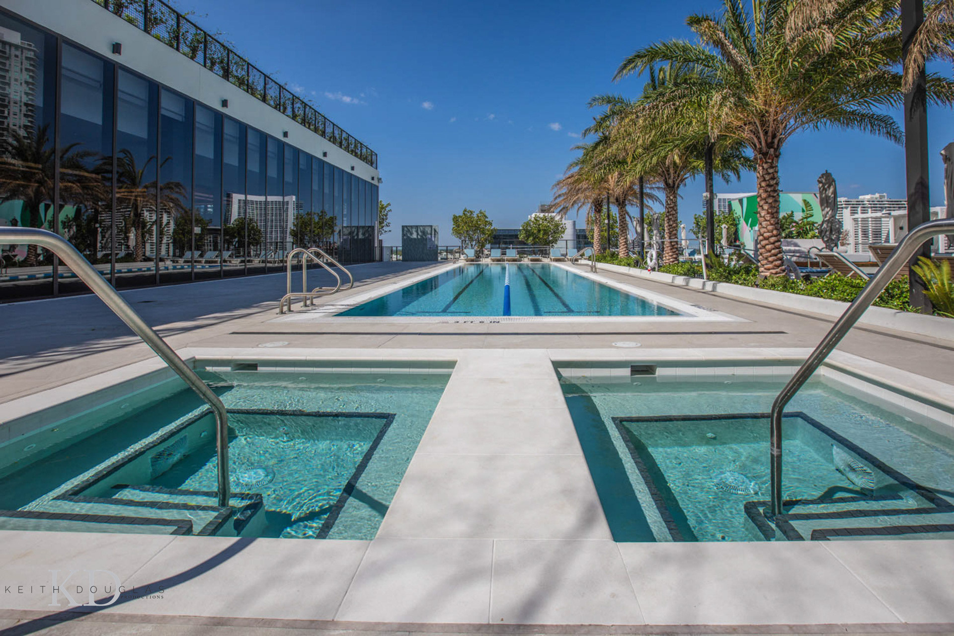 Modern apartments with resort-style pool and cabanas