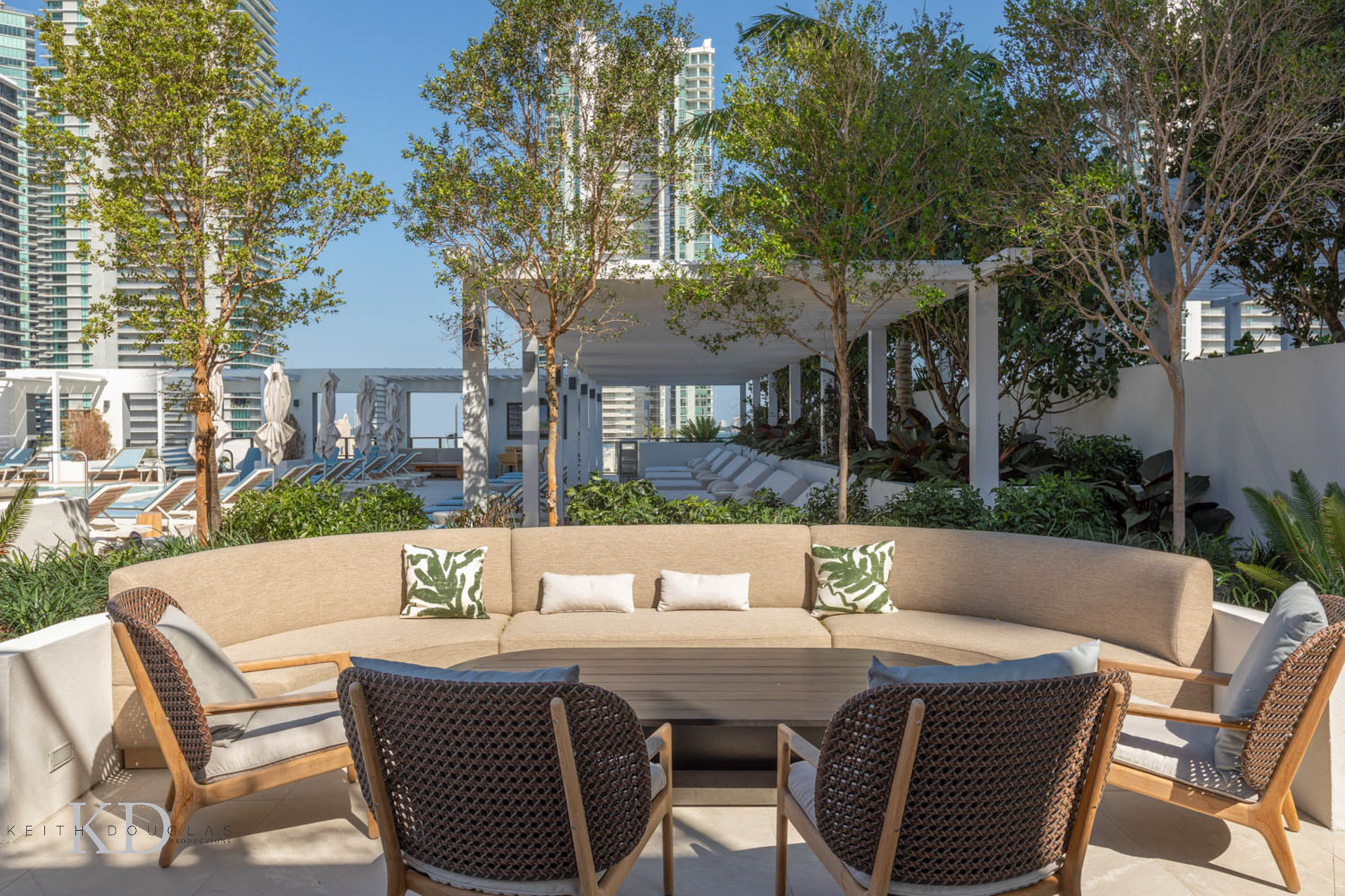 Modern apartments with resort-style pool and cabanas