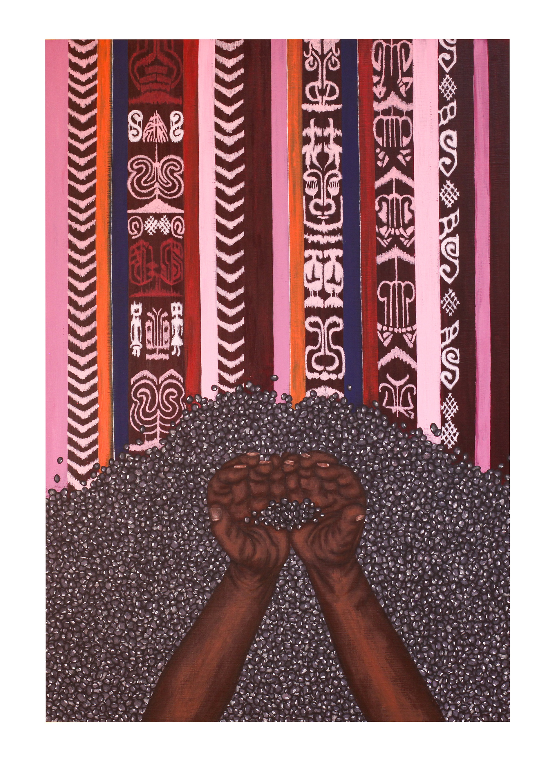 Ancestral Harvest, 2020, Acrylic on Masonite, 24”x 35”