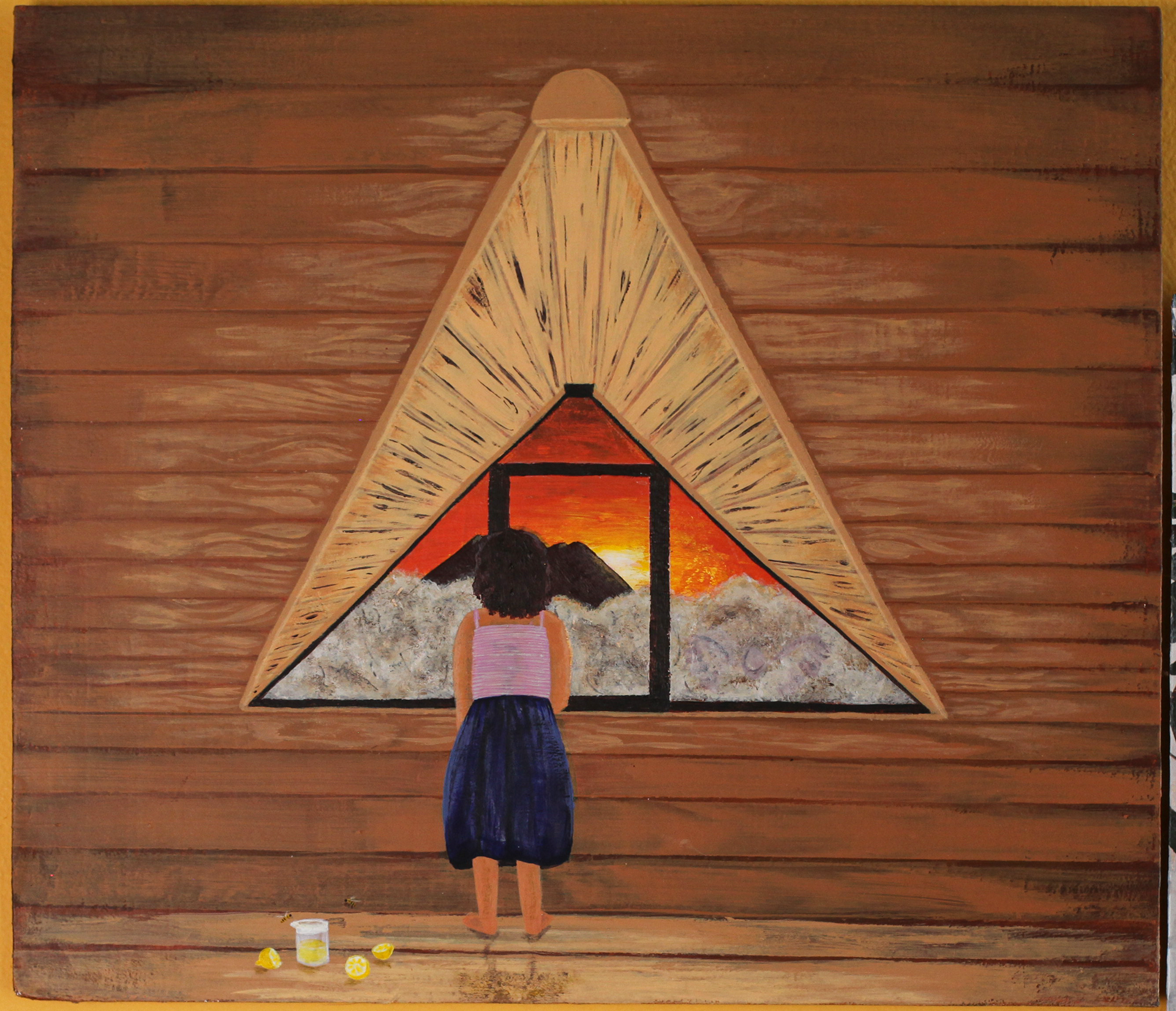 Upstairs Lemonade, 2020, Acrylic on Masonite, 11”x 9 1⁄2”