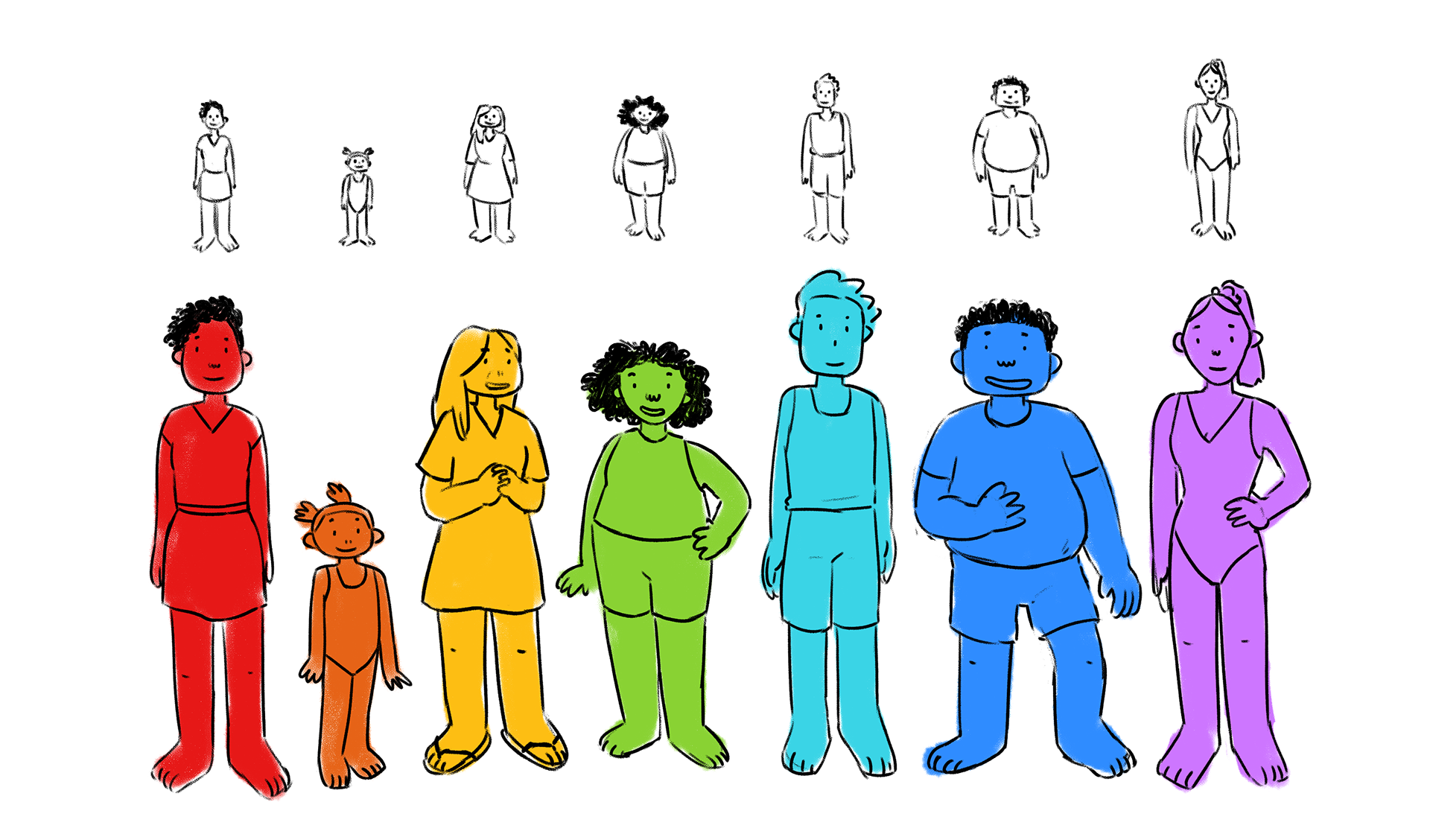 Character designs for animated music video "No Love is Wrong"