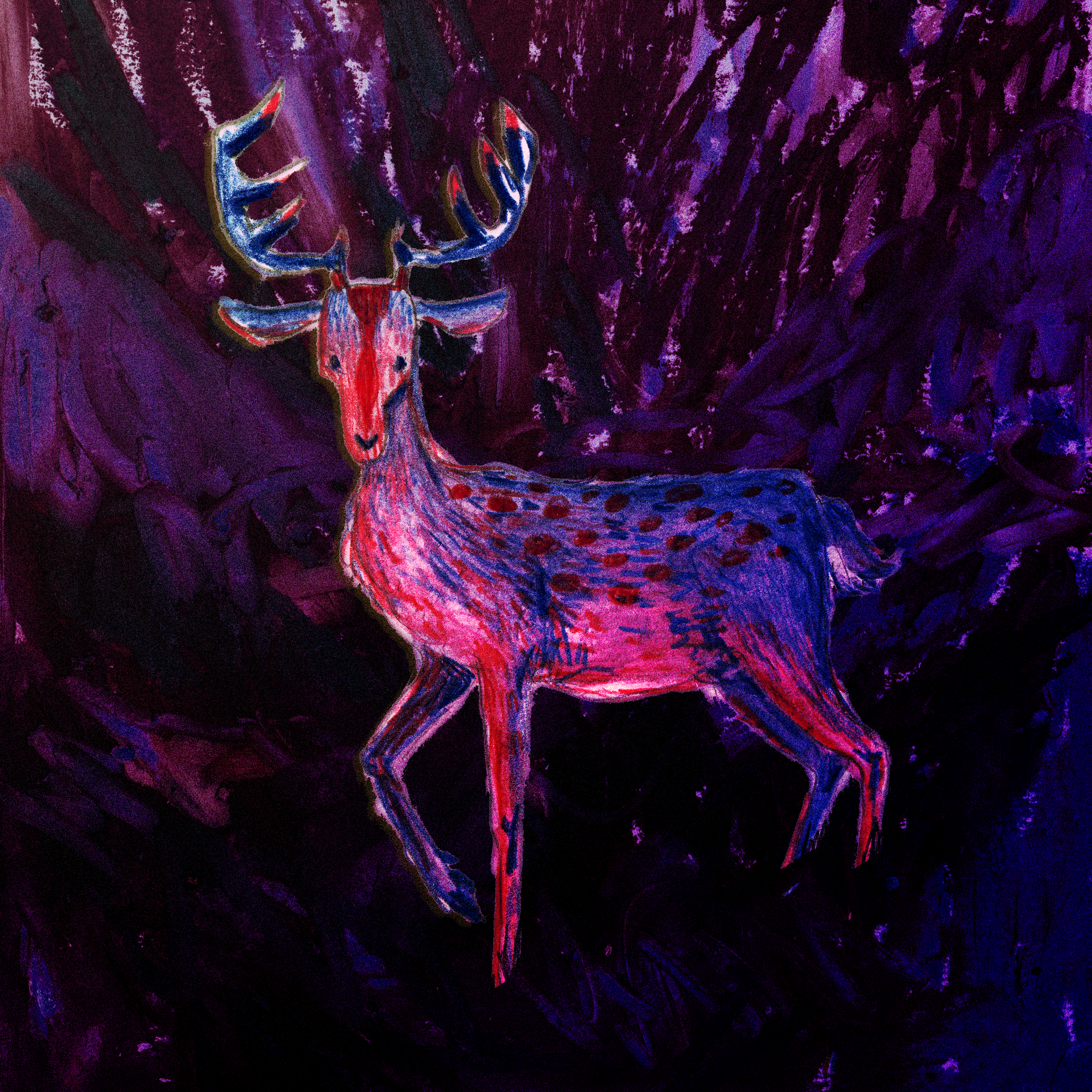 A Deer in Dark Woods