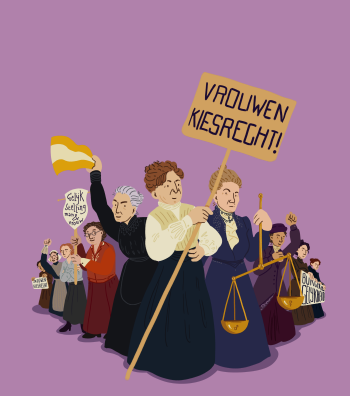 "100 years of women's voting rights" - still from animated illustration for Studio Plumeau