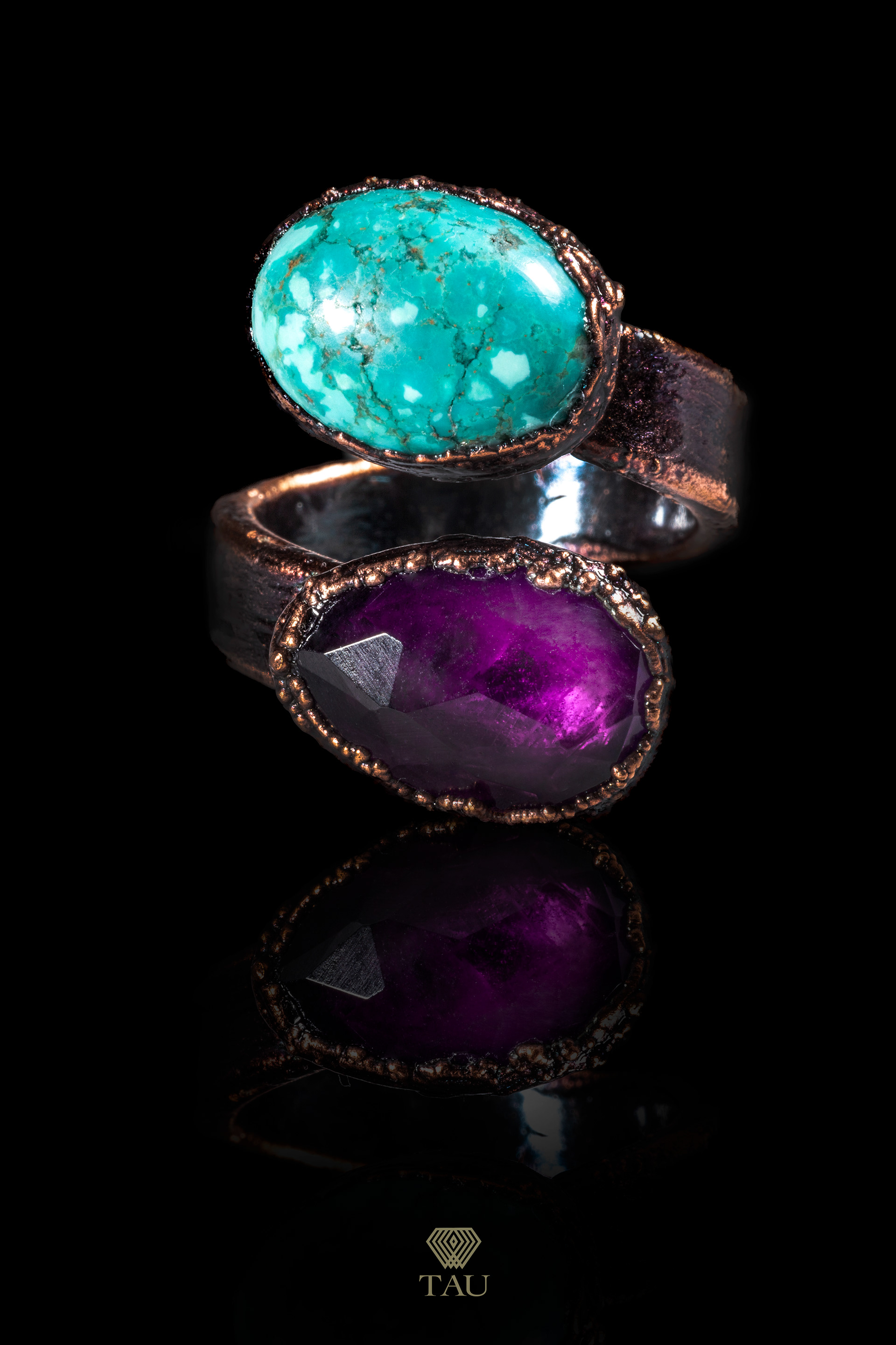 Anello turchese tibetano e ametista US5 79€