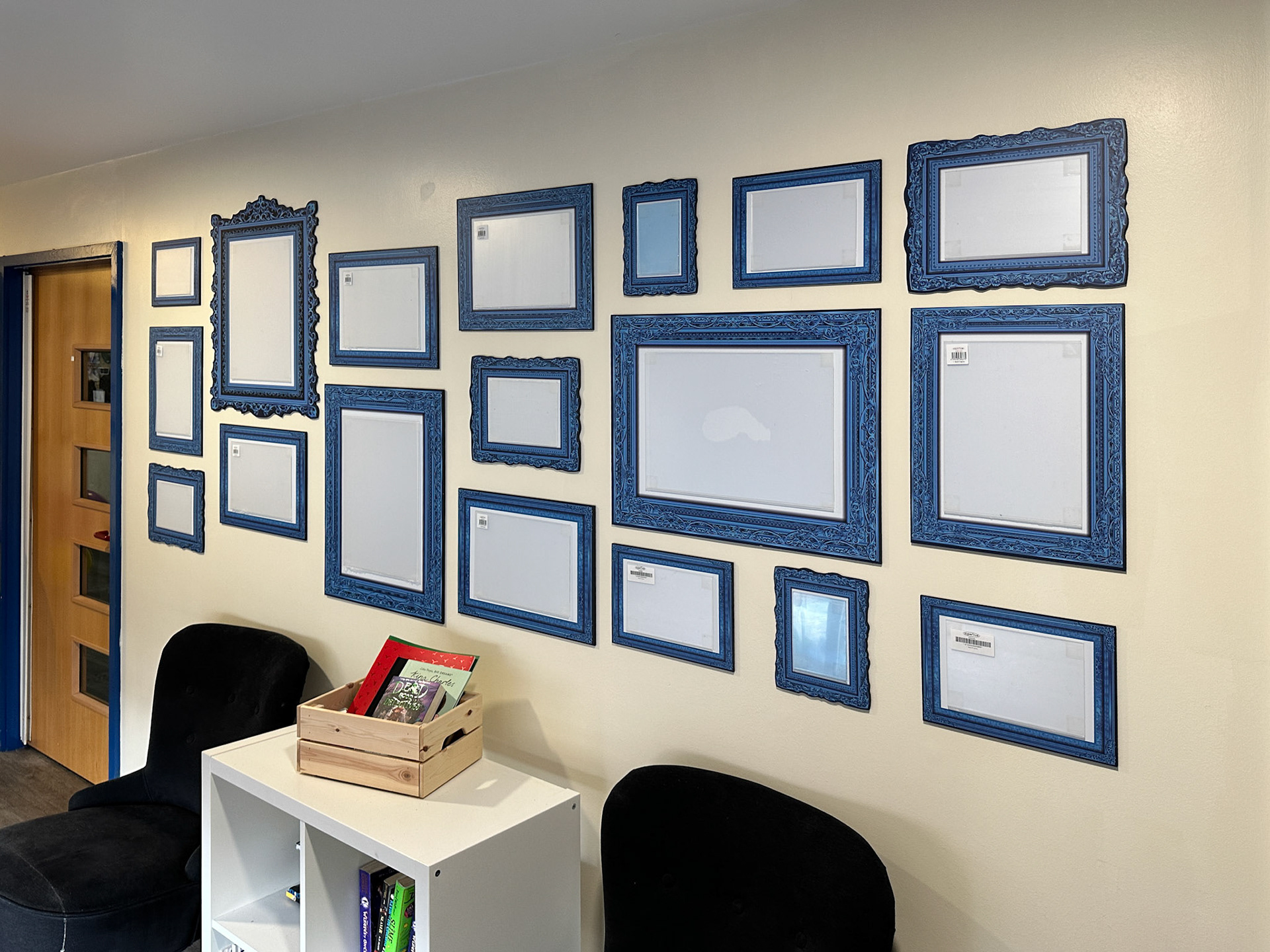 Interactive Student Gallery - Art Display with Blue Frames