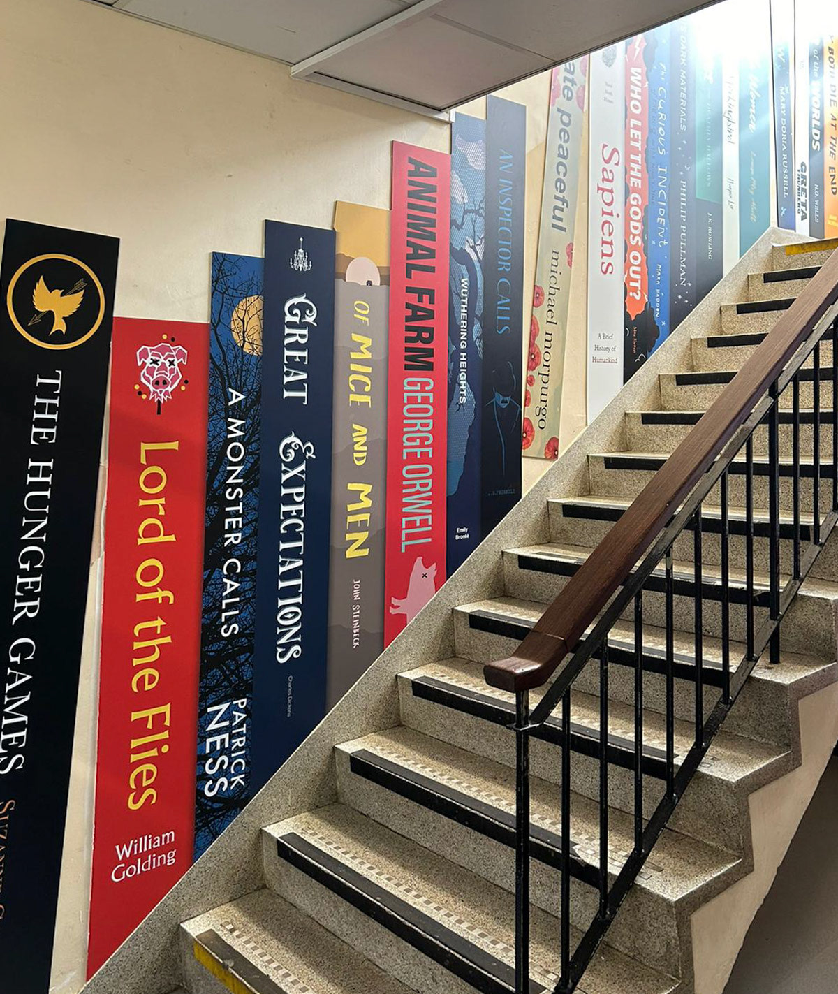 Book Spines Wallbaords in a Staircase