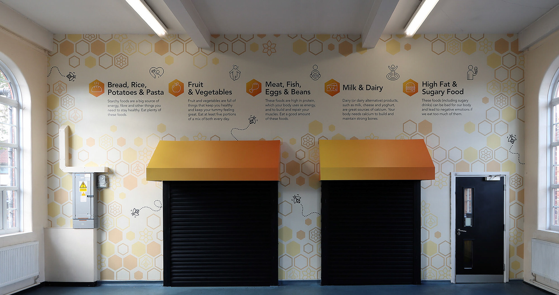 Food Groups and Bee Themed Canteen Wall - WFP01