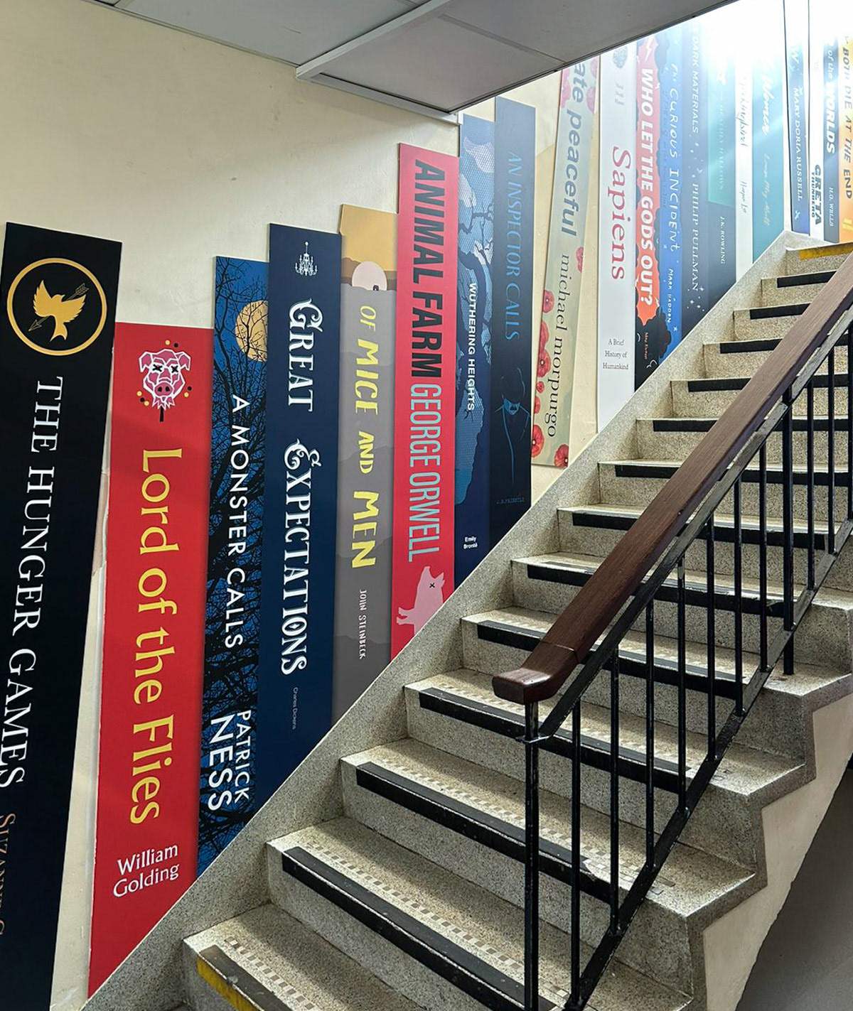 Book Spines Wallbaords in a Staircase