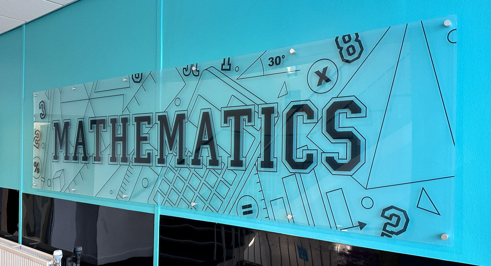 Clear Acrylic Maths Departmwent Sign - ONEW1