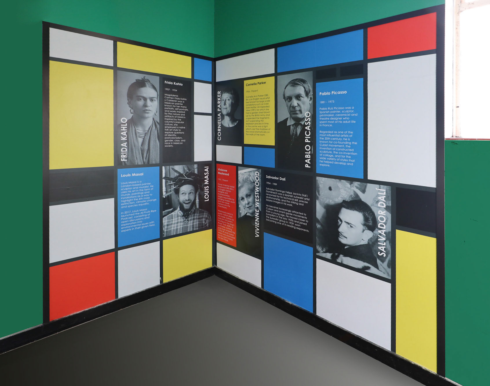Mondrian-themed Famous Artists Wonderwall - Corner wrap