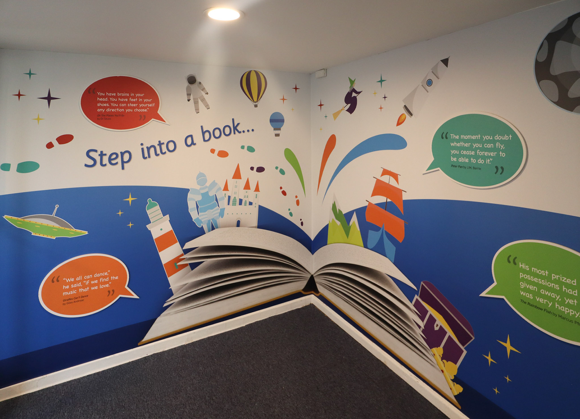 Step Into A Book Wall Art with Flat Cut Quotes - Corner