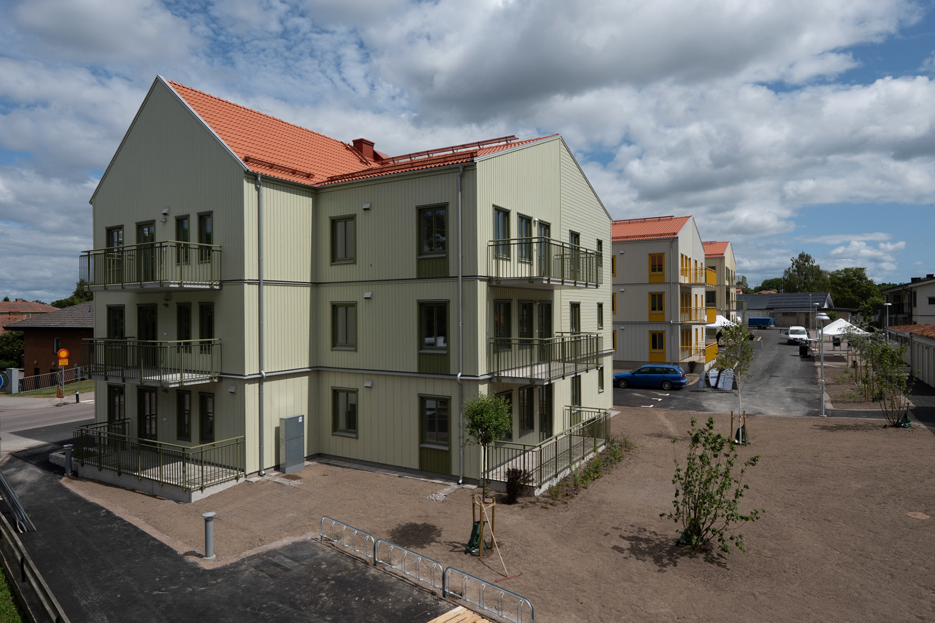 Hardie Panel. Flerbostadshus, Färjestaden.