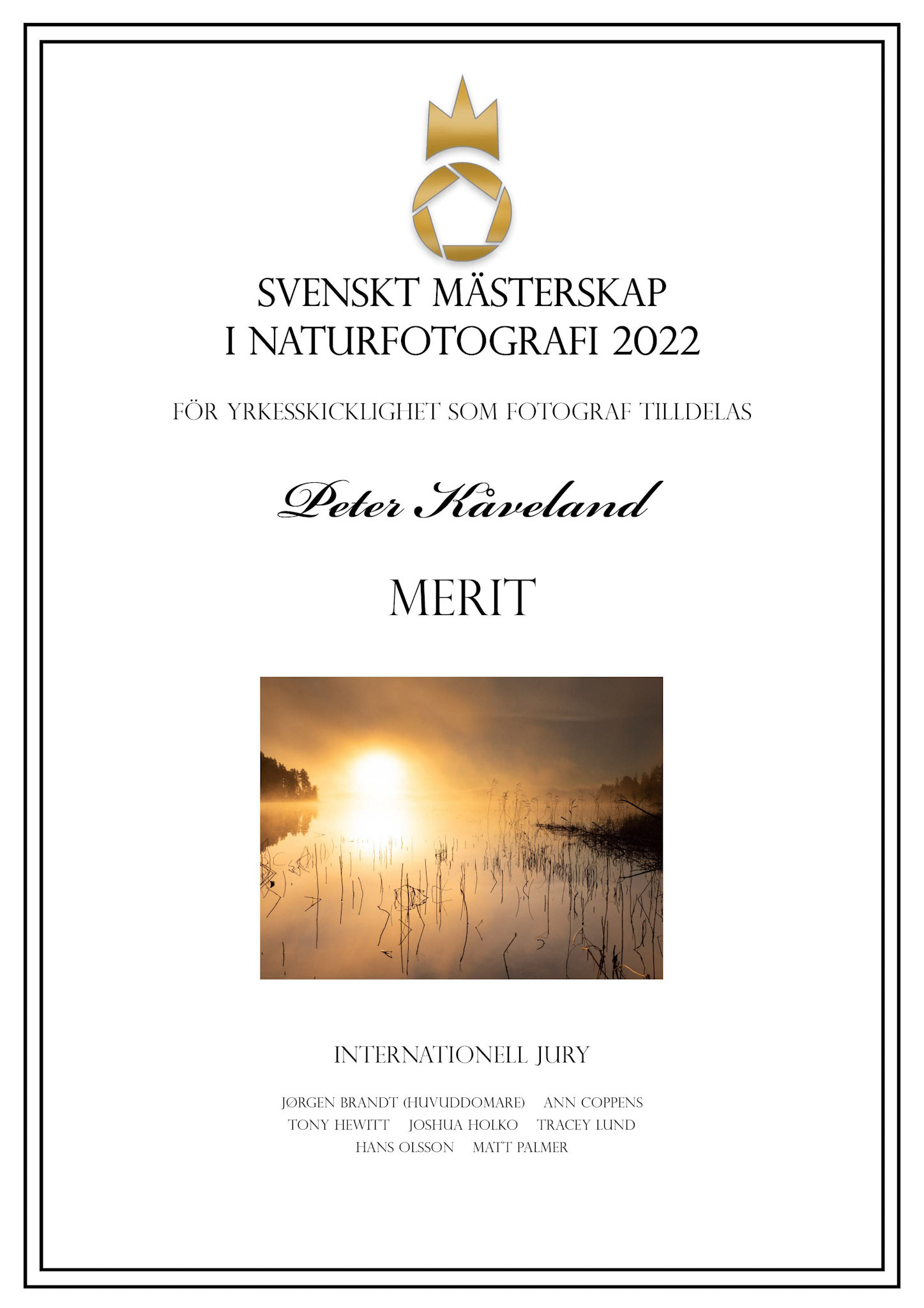 Svenskt Mästerskap i Naturfotografi 2022 - Merit