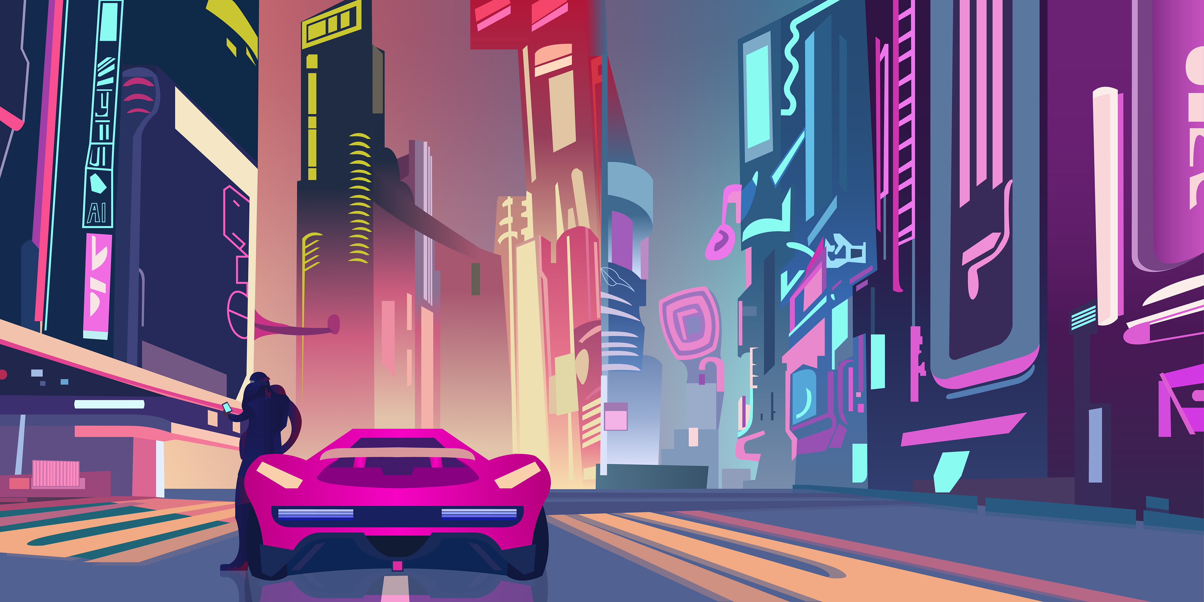 Neon city - 2023 Illustrator