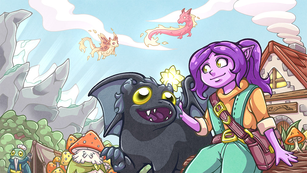 2D Dragon Game | Splash Art / Marketing Illustration | 16:9 Version