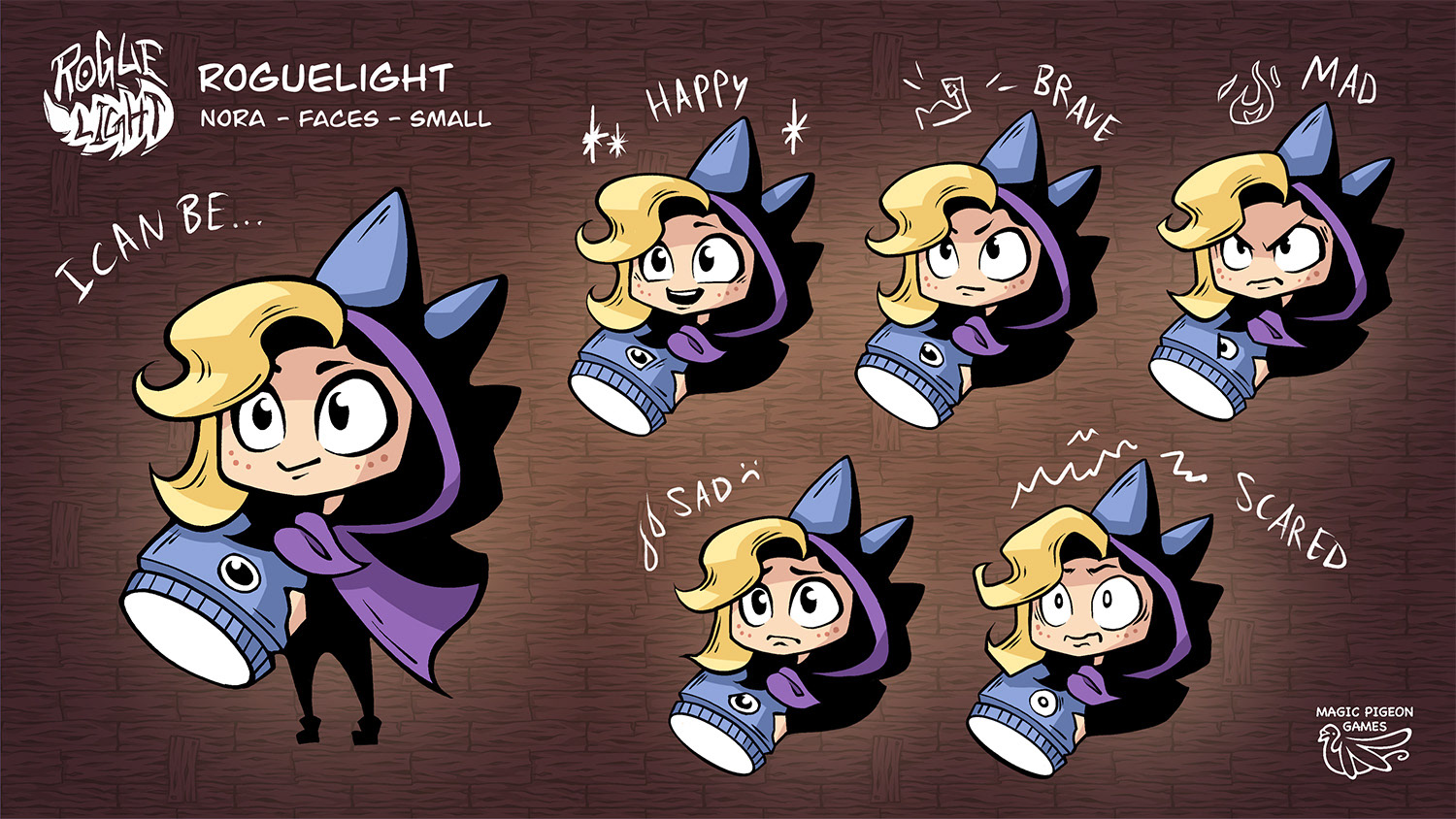 Roguelight | Player Concept - Nora | Sprite Emotions