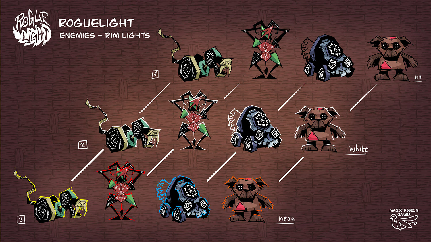 Roguelight | Art Style Iterations | Enemy Rim Lights