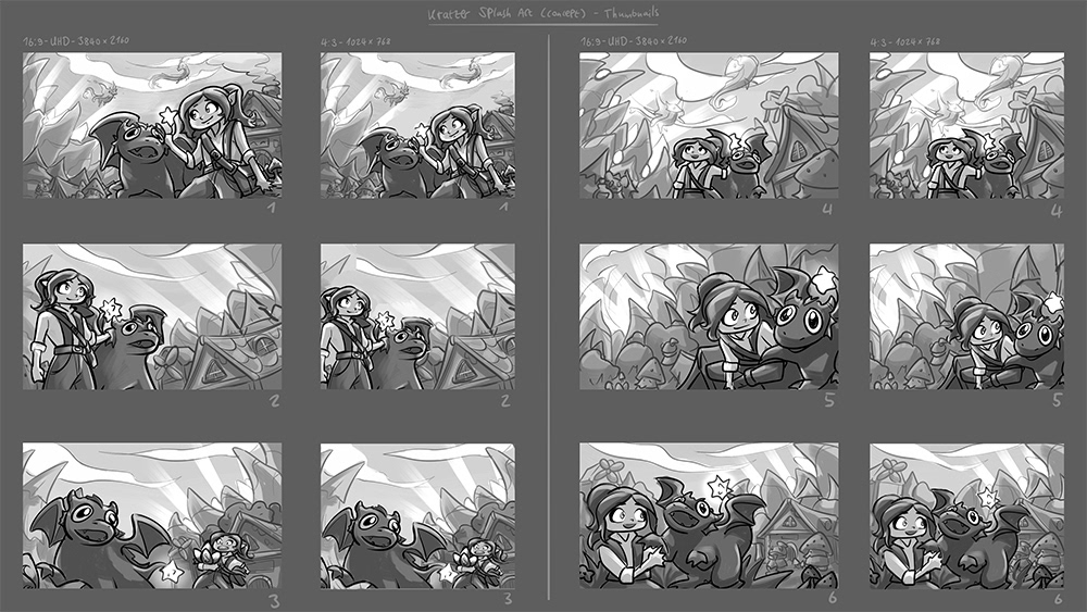 2D Dragon Game | Thumbnails - 16:9 Version for Screens / 4:3 Version for Print
