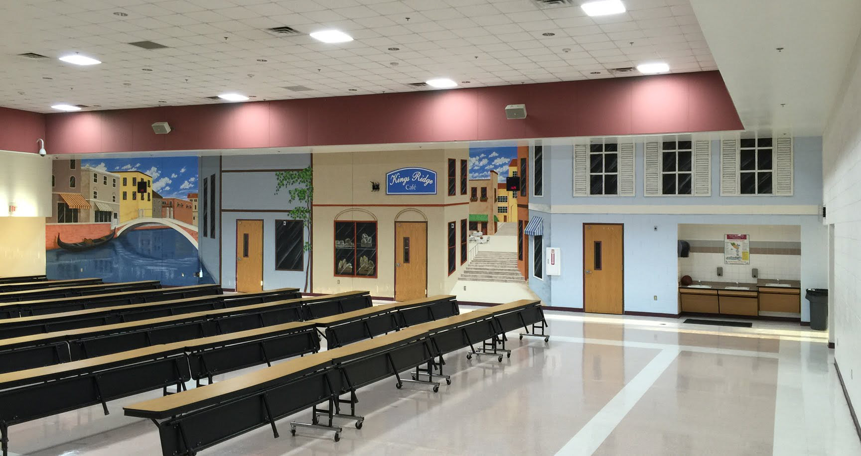 Venetian Style Storefronts (King's Ridge Middle School Cafeteria)