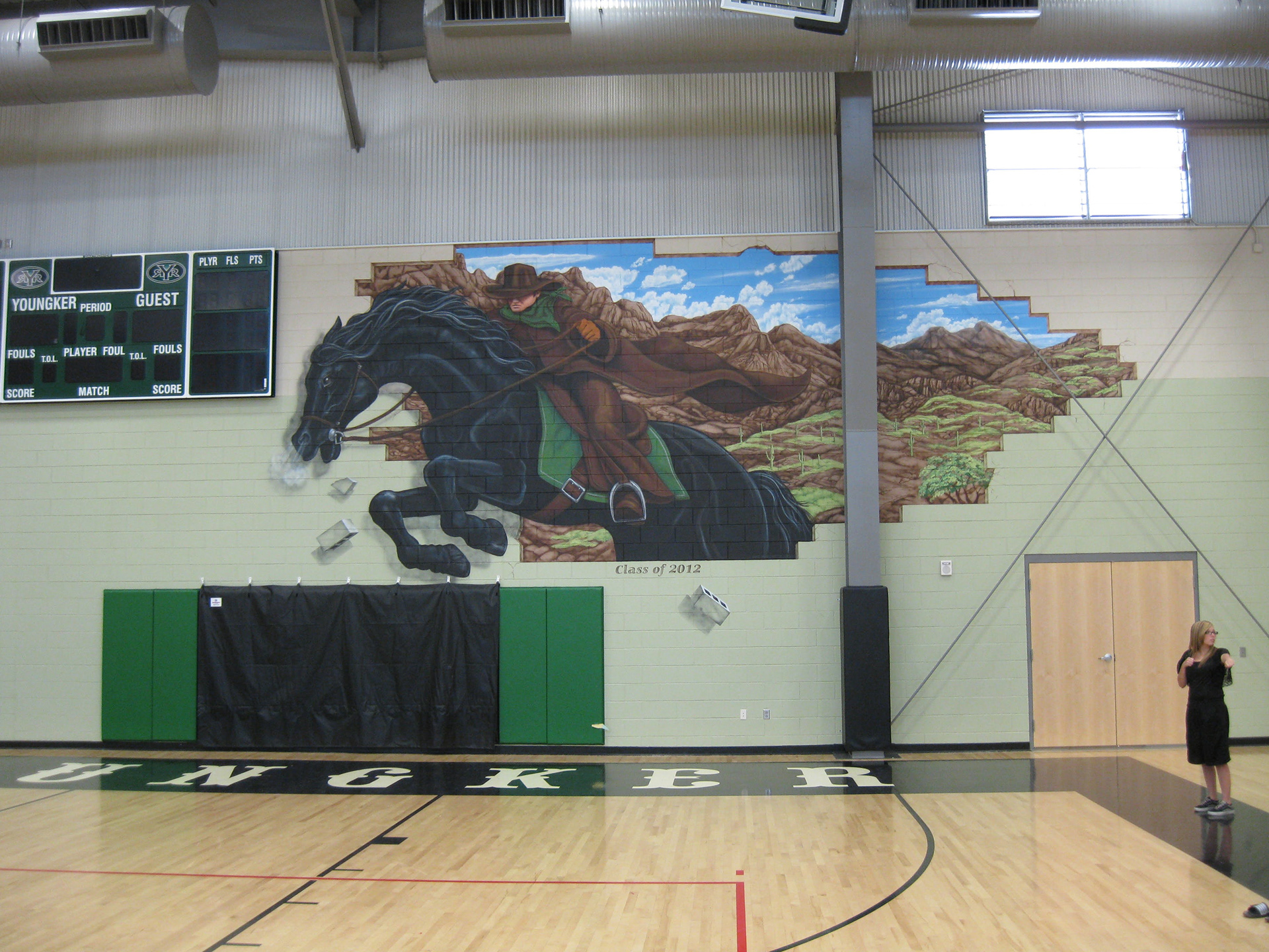Roughrider through the Wall (Youngker High School Gym)