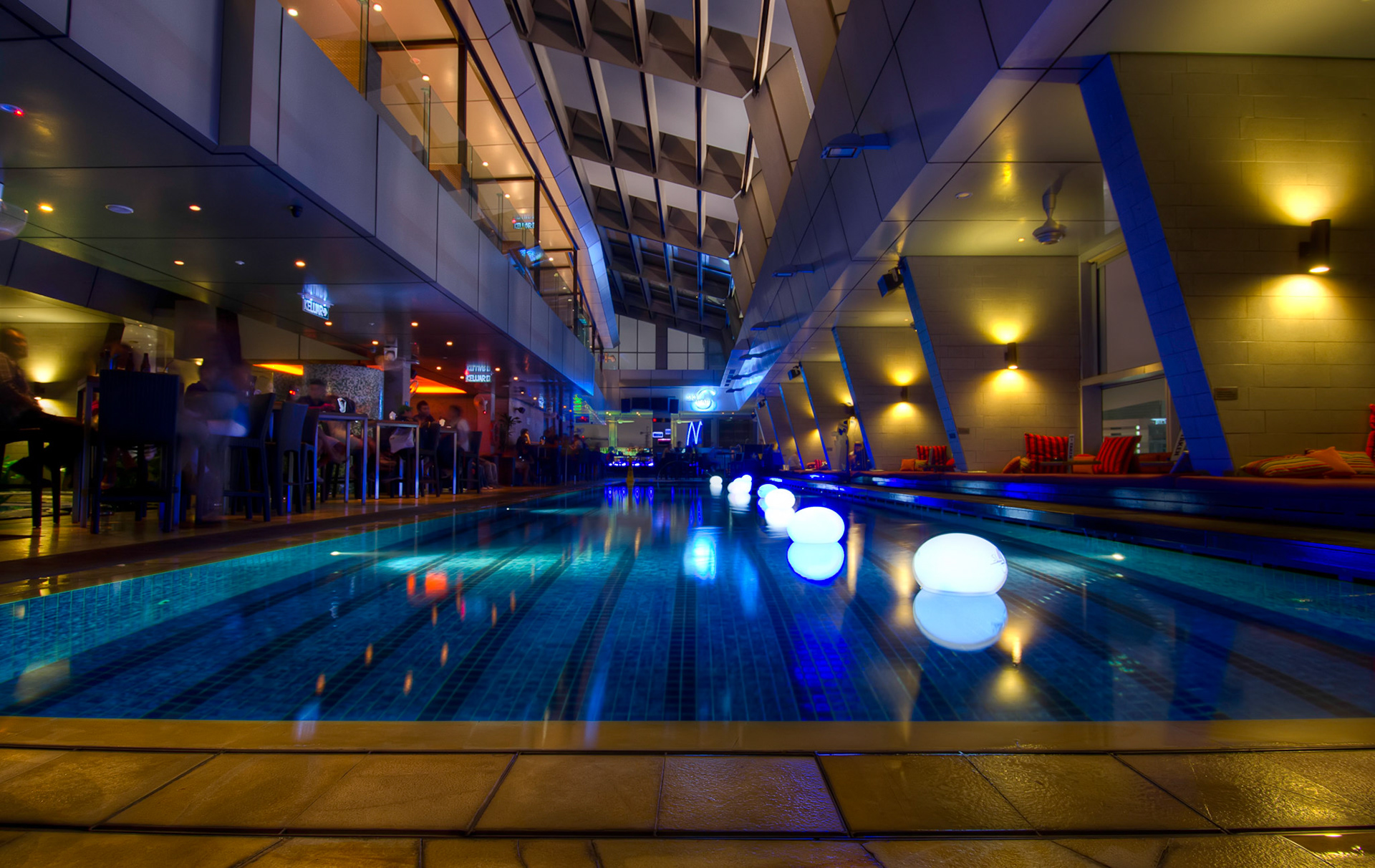 Kuala Lumpur, Malaysia - Sky Bar, this is the top floor open bar with unbelievable views of the Petronas Towers.