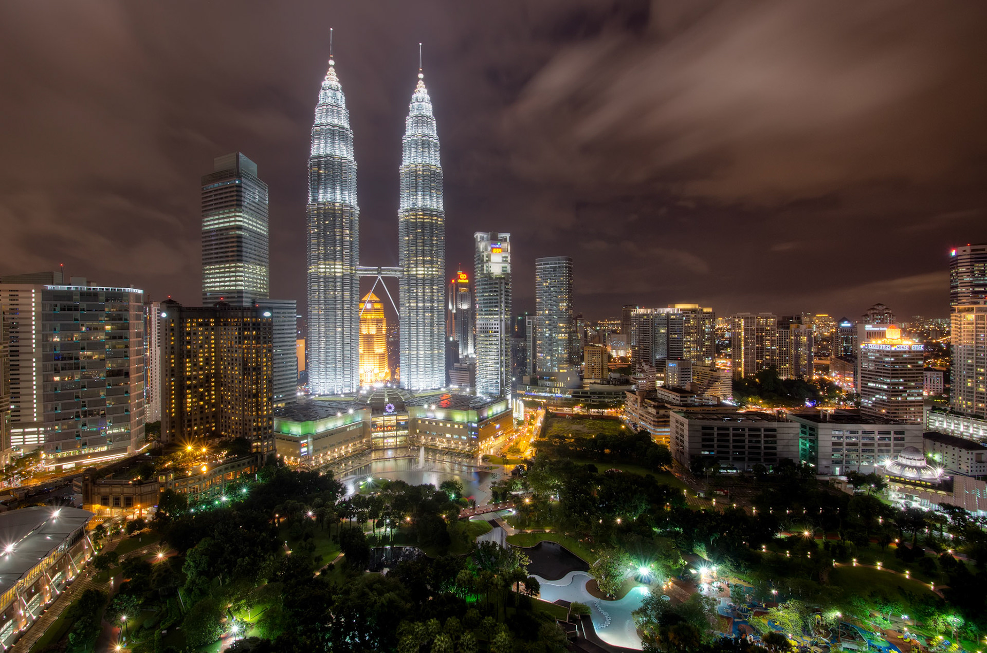 Kuala Lumpur, Malaysia - View of the Petronas Towers and KLCC from Sky Bar