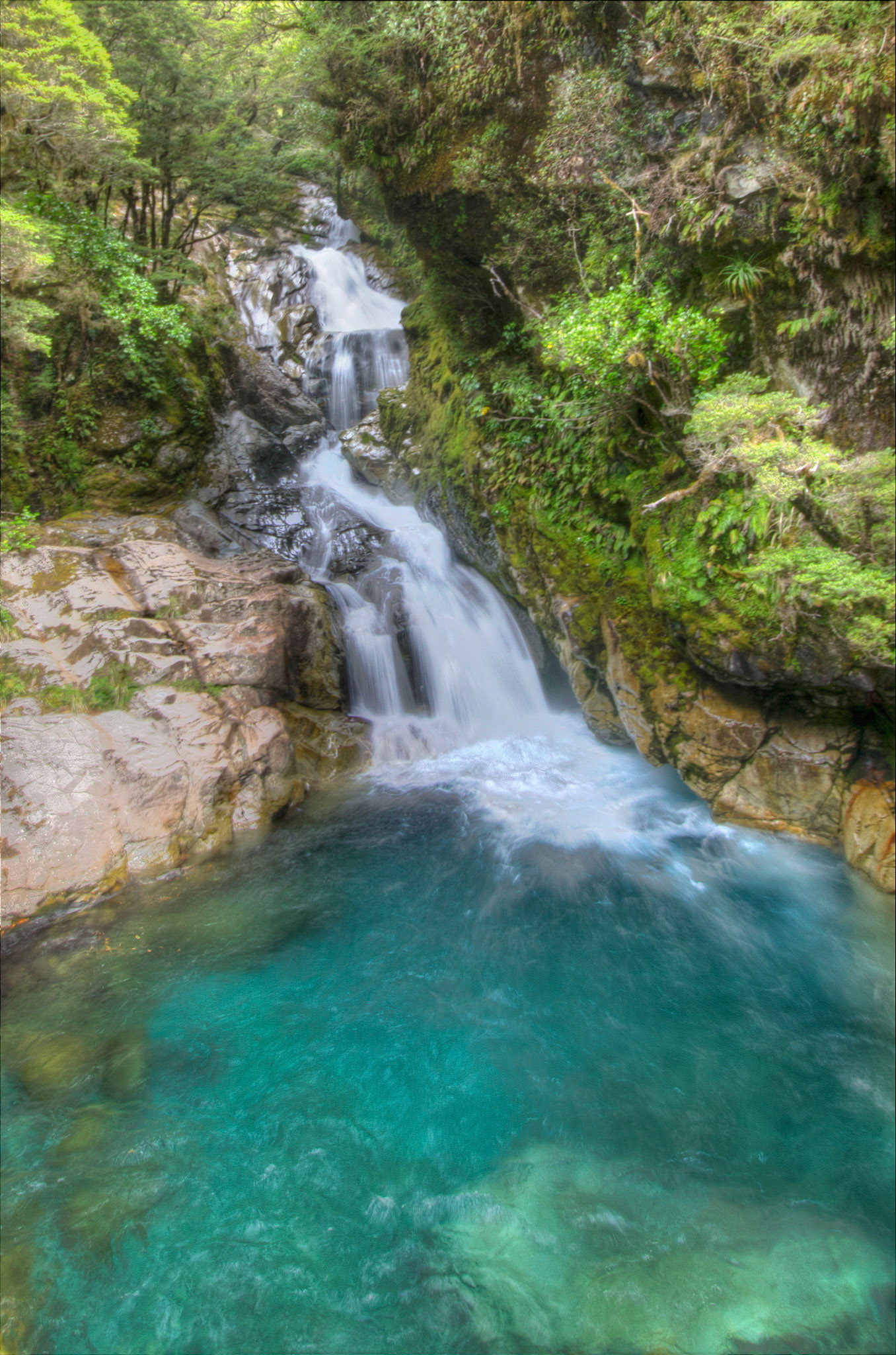 Milford Sound, NZ -One of many random waterfalls directly off the drive in/out of Milford Sound