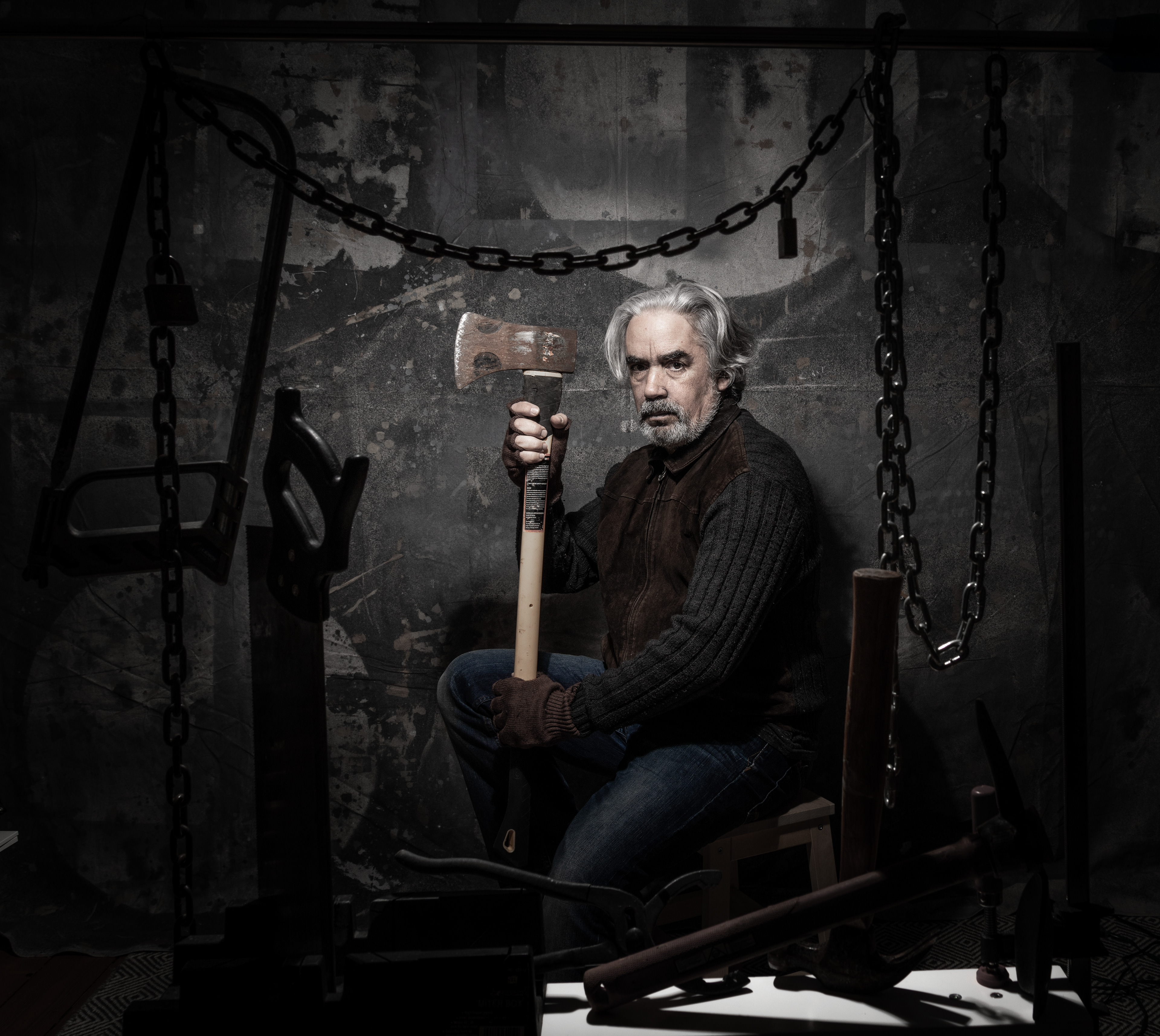 Self portrait as the guy on a Hollywood horror movie.