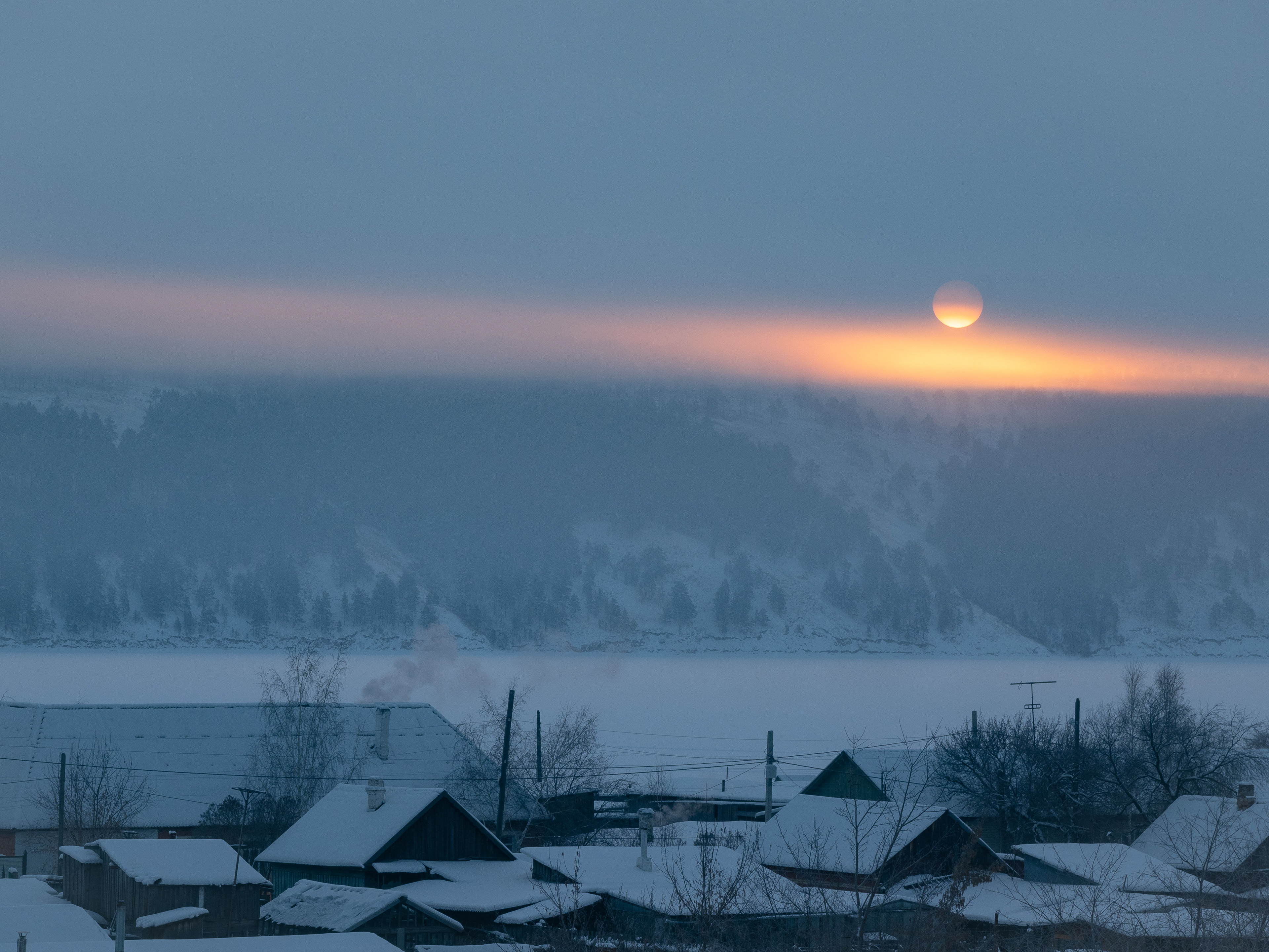 Angara River in Svirsk February 2022