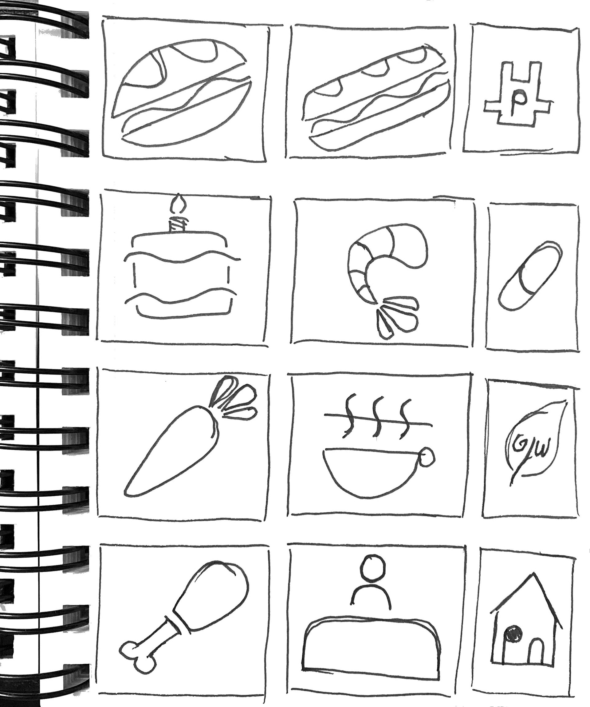 final process sketches with some icons cut before production