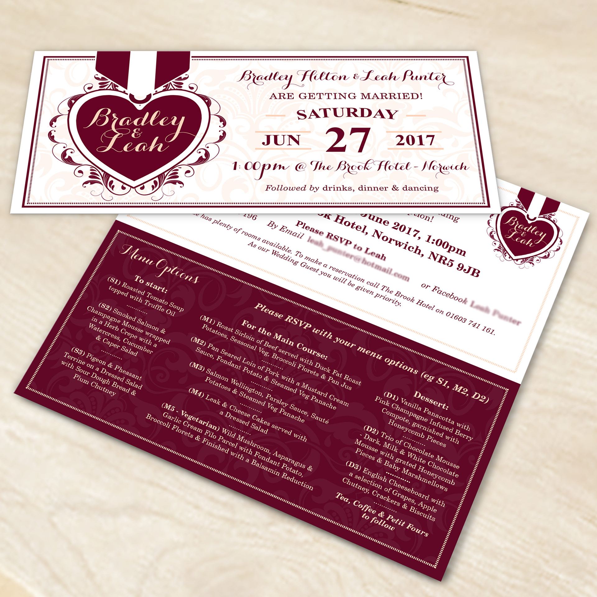 Wedding invitations designed in 2018 (date was edited for posting online).