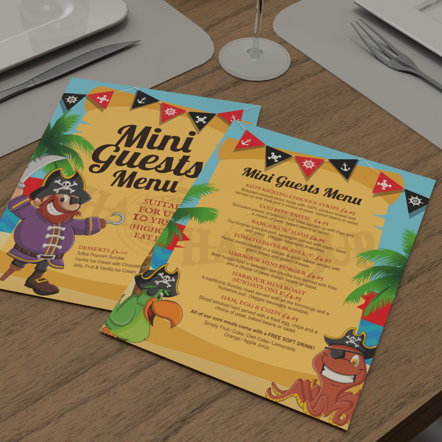 A5 Menus for Harbour Inn, Lowestoft (2016)