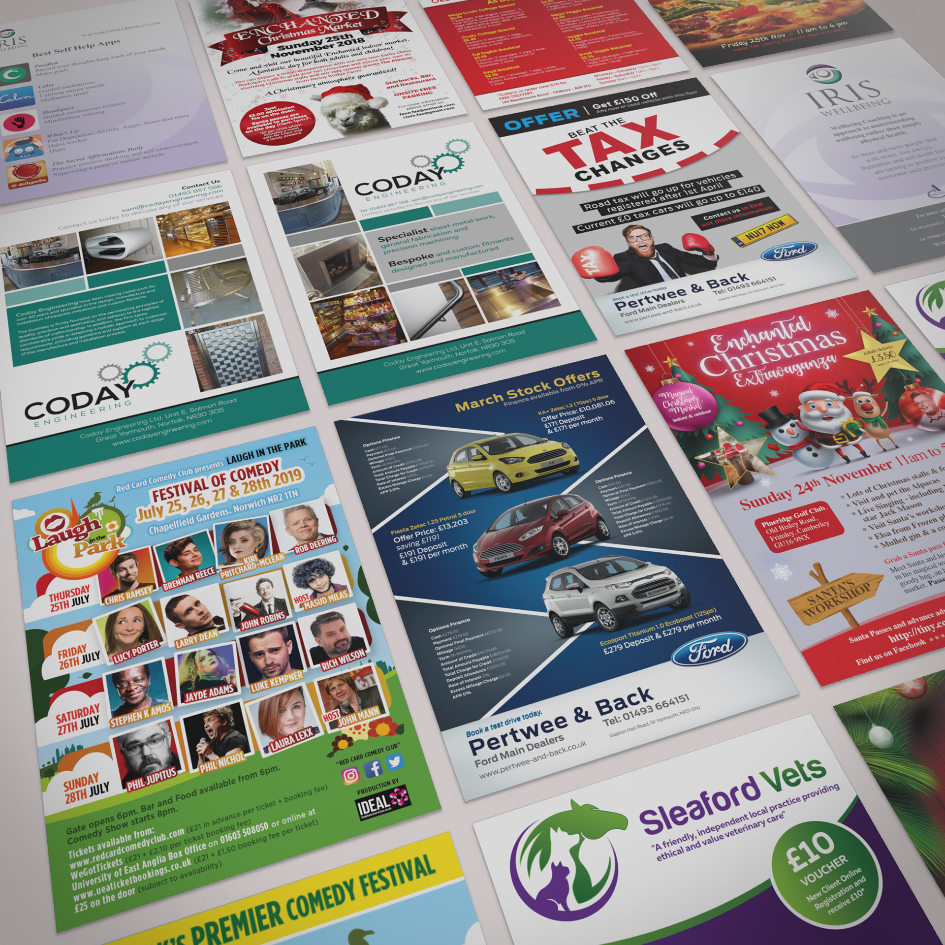 Leaflets designed between 2017-2020 in employment and on a freelance basis 