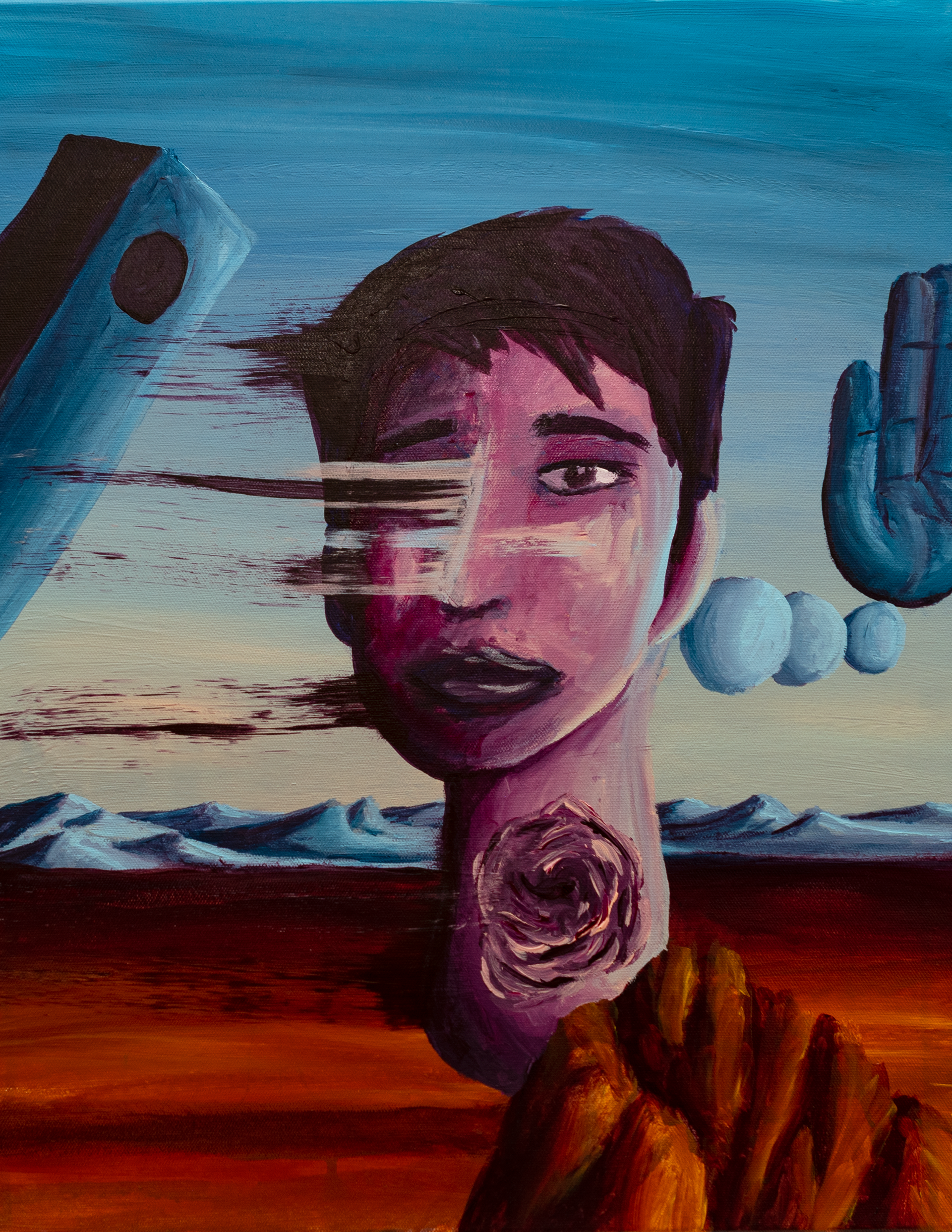 Self portrait with the rose of seduction, 16"x20", 2021